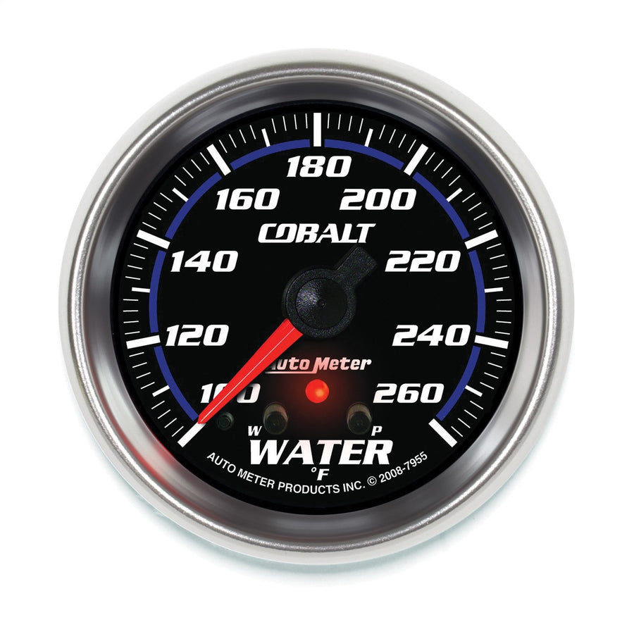 Auto Meter Cobalt 7955 2-5/8" 100-260 Degree F Full Sweep Electric Water Temperature Gauge with Peak Memory and Warning
