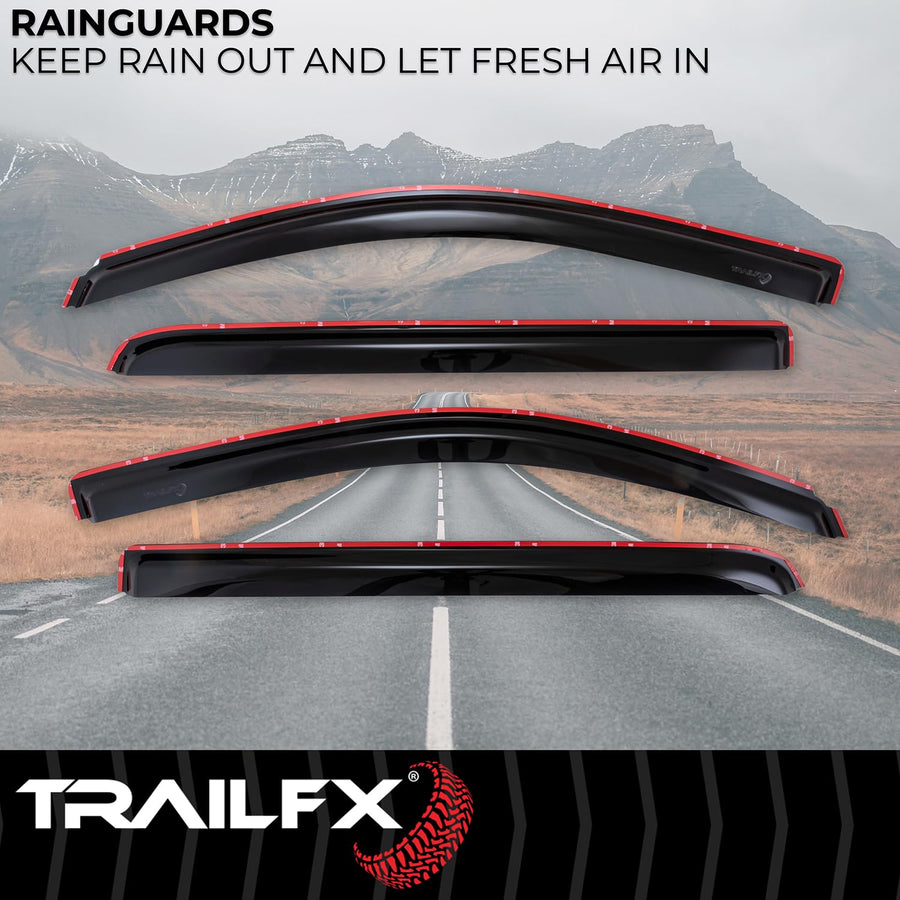 Window Vents TrailFX Fits Chevrolet Silverado 1500 Crew Cab 2014-2018 in-Channel Smoked Rainguards 4-Piece Low Profile Acrylic Set TrailFX 4536IC