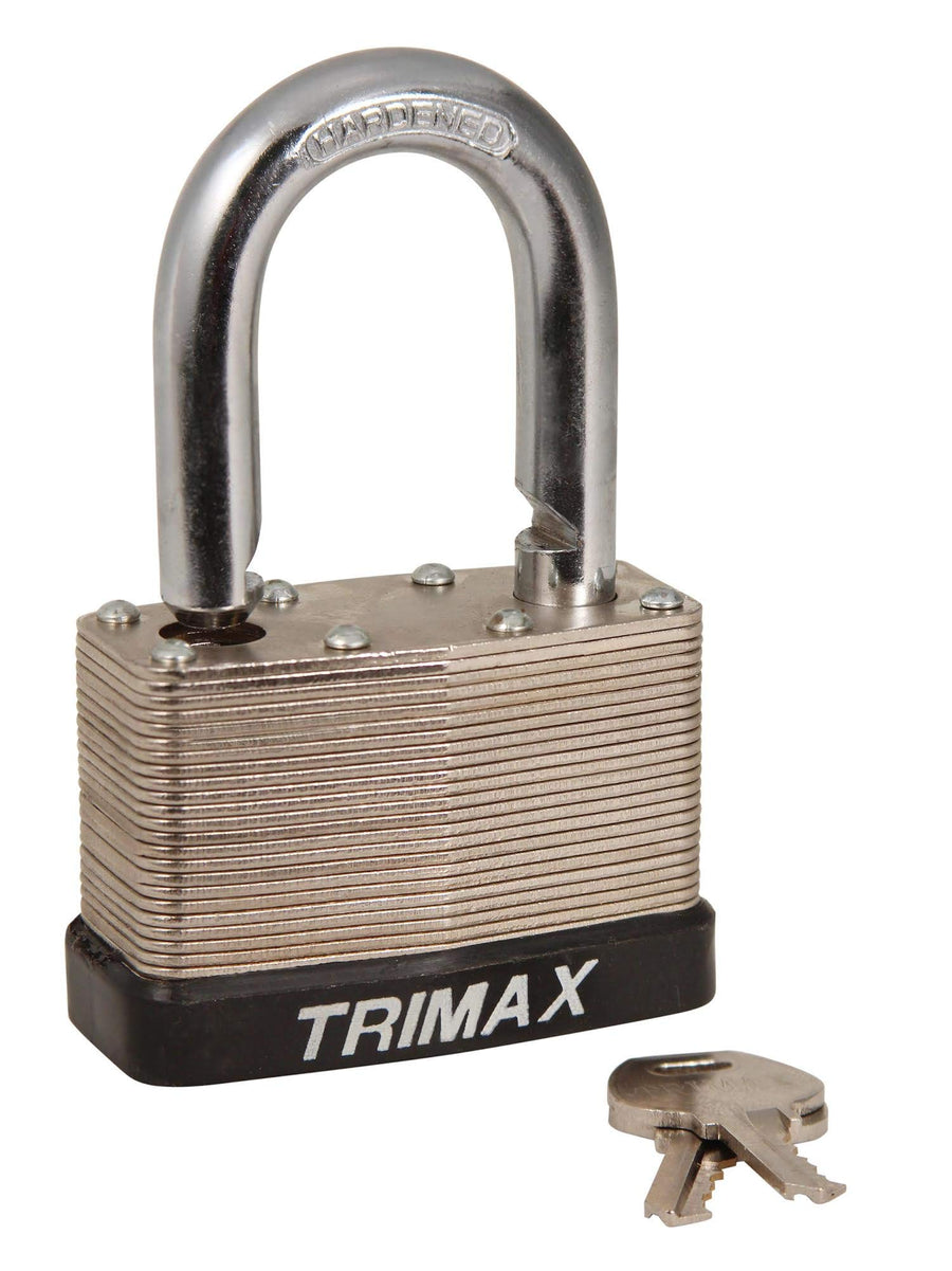Trimax Dual Locking TLM2150 65mm Solid Steel Laminated Padlock with 1.5" x 7/16" Dia. Shackle