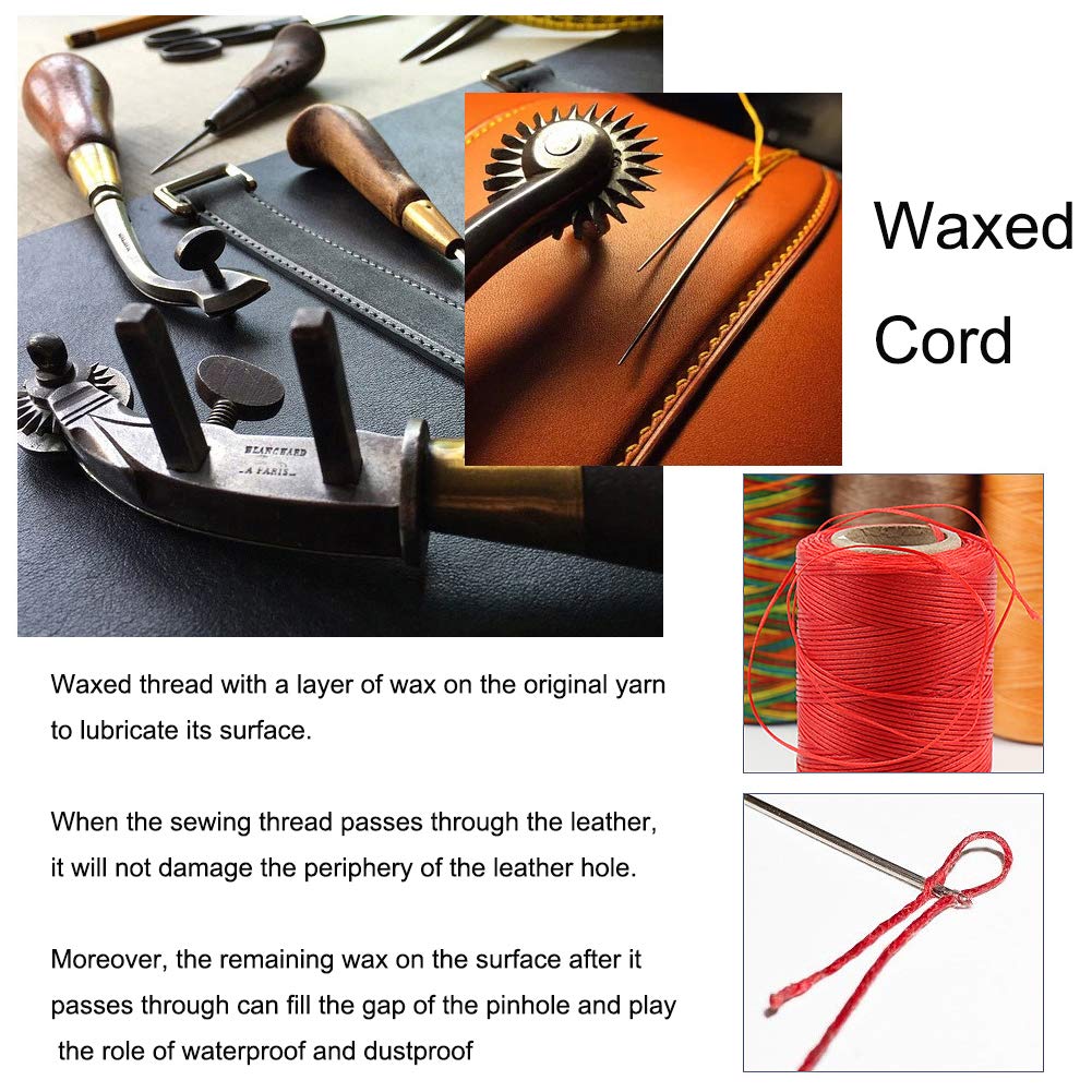 Waxed Cord JEWELEADER 185 Yards Polyester, Waxed Polyester Thread 0.5mm Round Rattail Waxed Beading String Cord for Jewelry Bracelet Making Macrame Crafting DIY Leather - Burly Wood