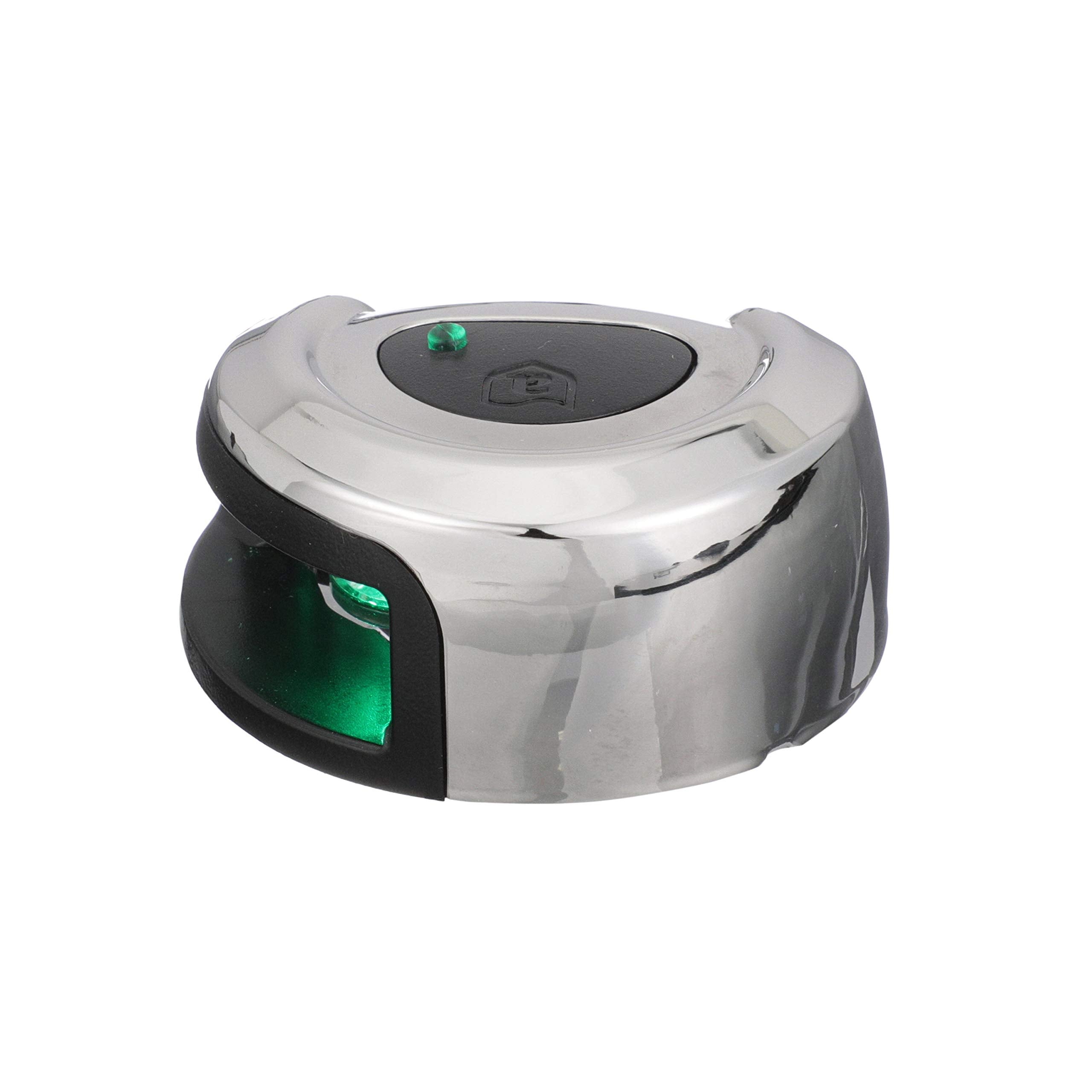 LightArmor Attwood NV2012SSG-7 2-Mile Navigation Deck Mount Sidelight, Green LED Lighting, Round Stainless Housing