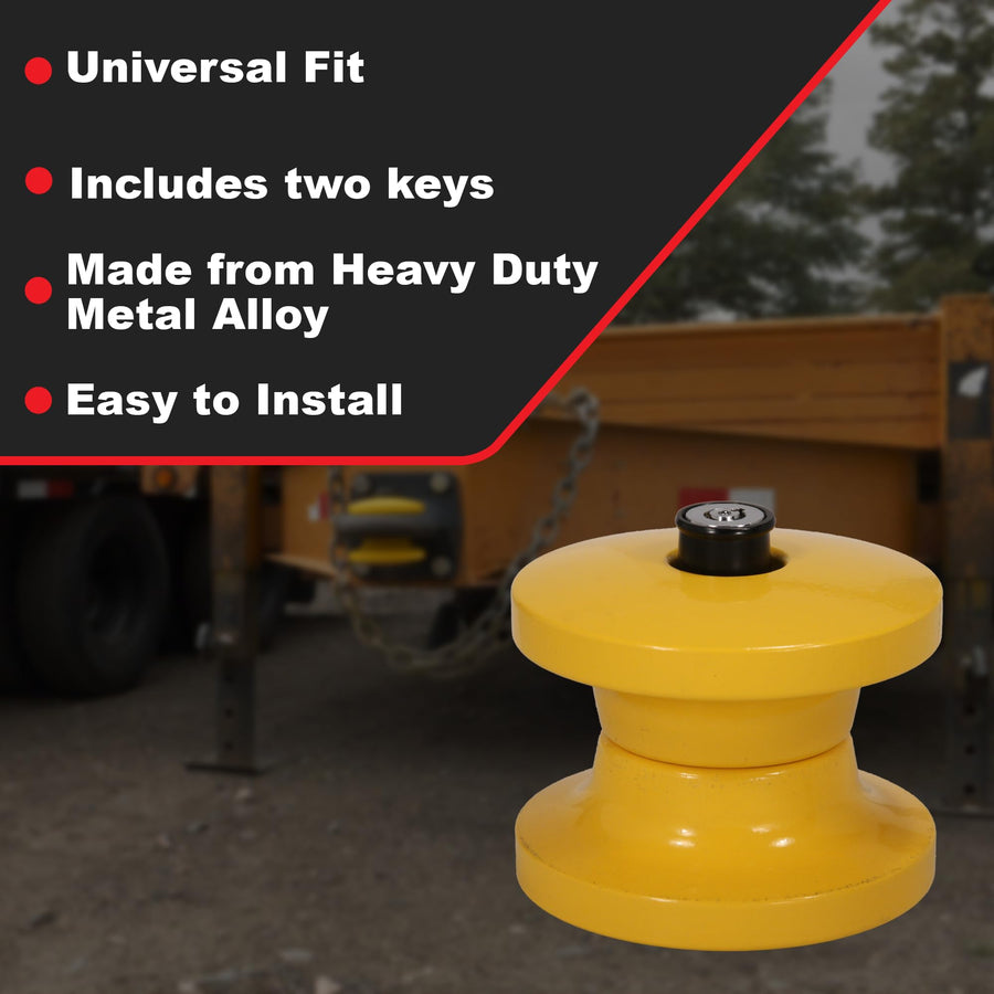 Trimax TLR51 - Lunette Ring Lock for Pintle Hook Trailers - Pintle Hitch Ring Lock Fits 2-7/8" Inside Diameter, Yellow