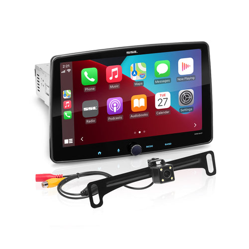 Apple CarPlay Sound Storm Laboratories SDML10ACPR Android Auto Car Multimedia Player – Single Din Chassis With 10 Inch Capacitive Touchscreen, Bluetooth, No DVD, Rear Camera Included, RGB Illumination