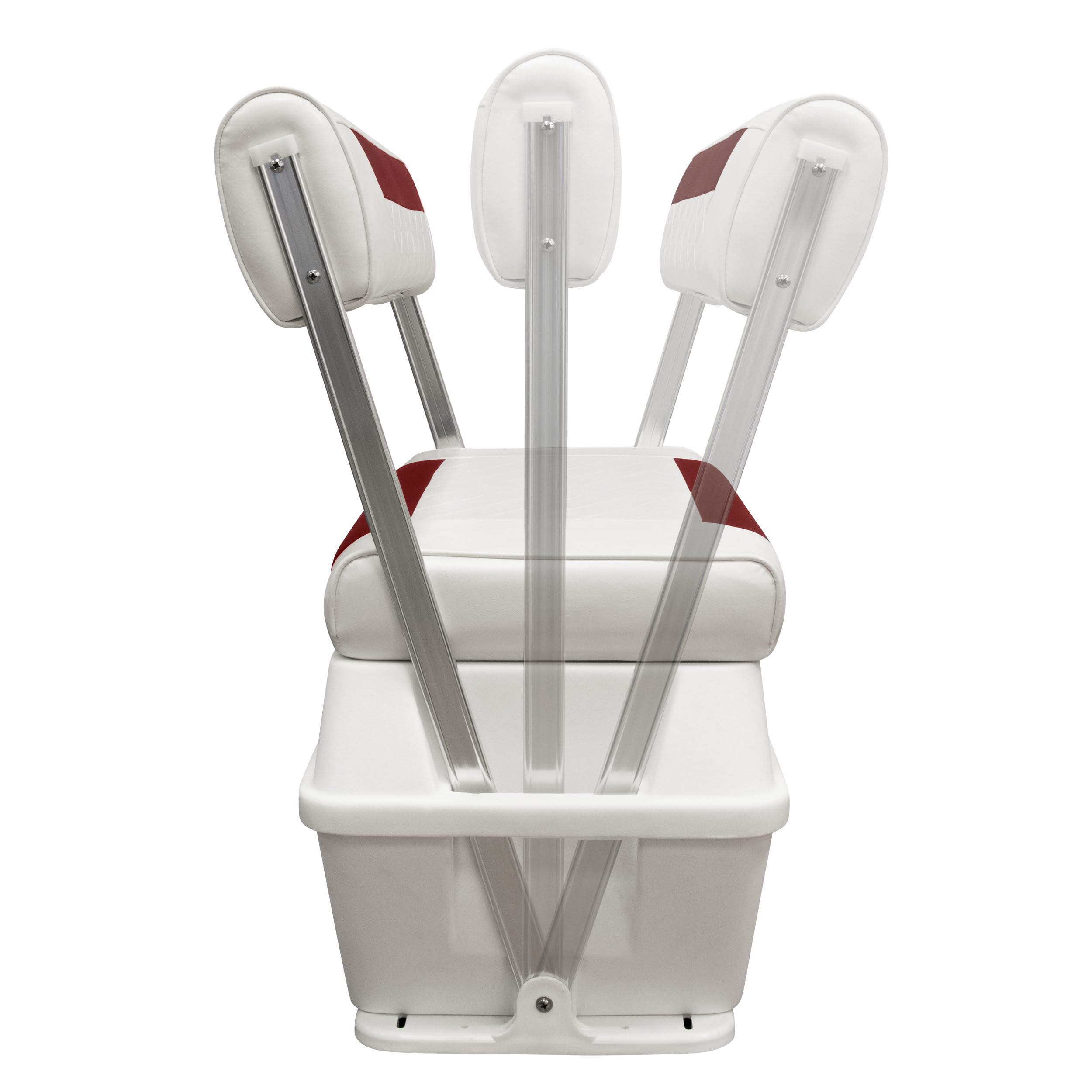 DLX156-1906 Wise DLX Pontoon Series 70 Quart Swingback Cooler Seat - White/Crimson Red
