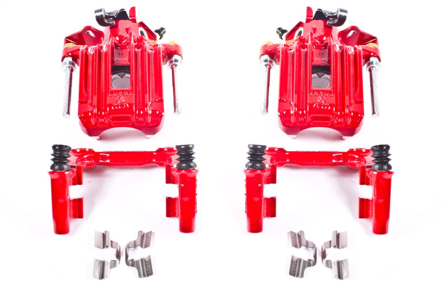 Power Stop Pair of High-Temp Red Powder Coated Rear Calipers for Audi TT Quattro 2000-2006, Volkswagen Jetta 2001-2005 [Model Specific]