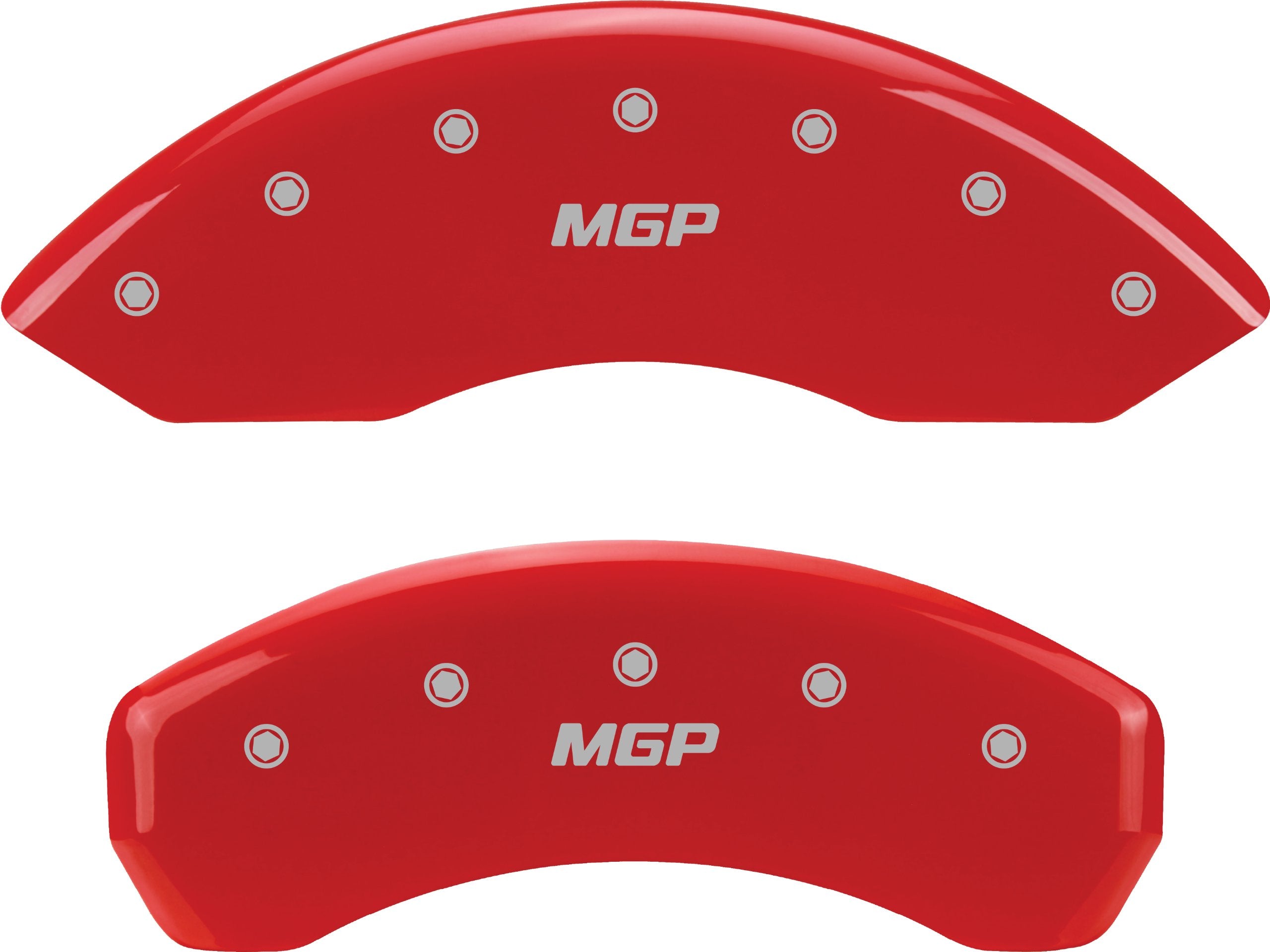 MGP 12001SMGPRD Caliper Covers 'MGP' Engraved Caliper Cover with Red Powder Coat Finish and Silver Characters, (Set of 4)