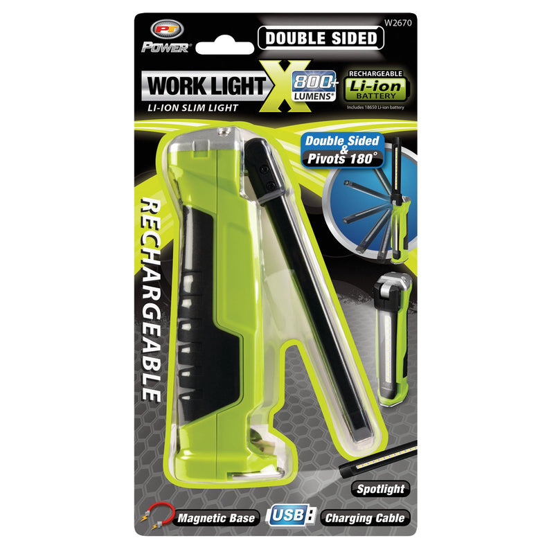 W2670 Performance Tool Double Sided Pivoting Light Bar with 800+ Lumens, Magnetic Base and Rechargeable Battery for Hands-Free Use in Confined Areas