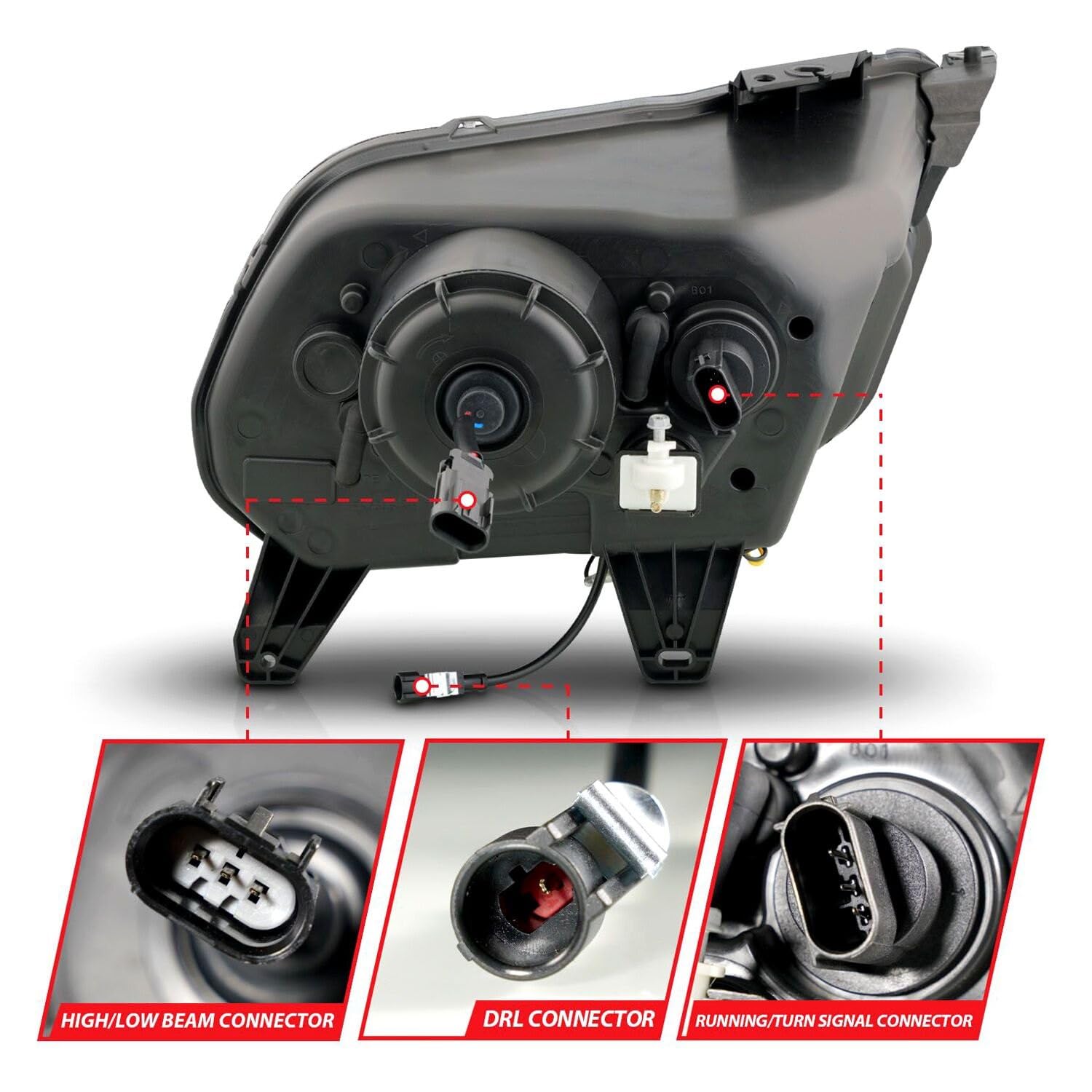 10-14 Ford Mustang ANZO LED Projector Headlights w/Sequential Light Tube (Non HID Compatible)