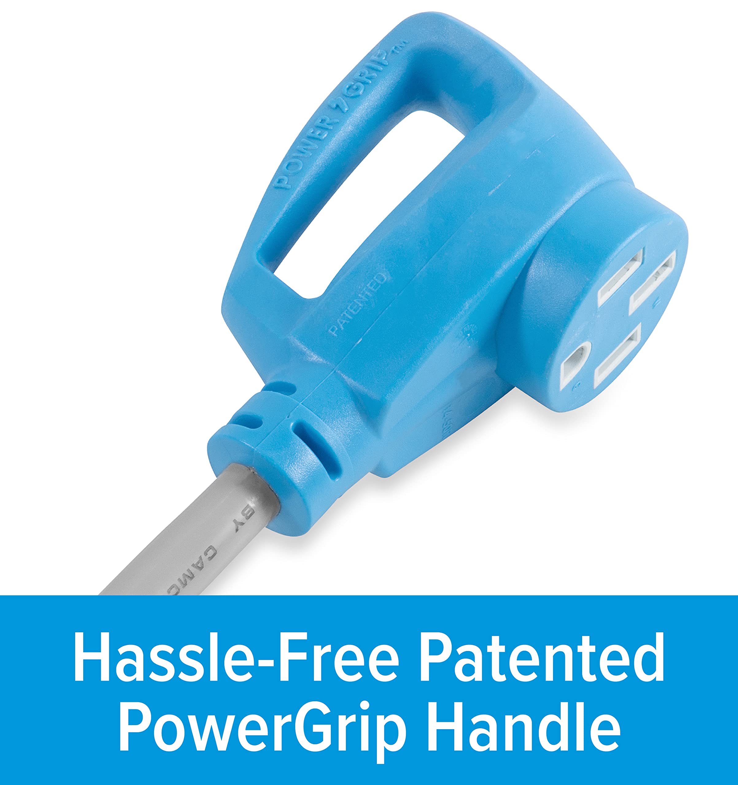 PowerGrip Camco Electric Vehicle Locking Generator Adapter | Features Heavy-Duty PVC Sheath Construction, a 30-AMP Locking Male and a 50-AMP Female Connection, and is Rated for 125/250 Volts (55441)