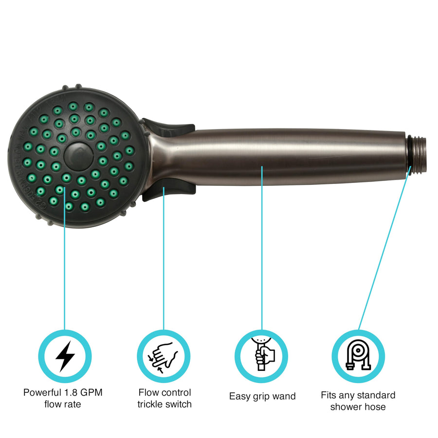 Dura Faucet RV Hand Held Shower Head DF-SA400K-SN, Stainless Steel Hose Kit (Brushed Satin Nickel)