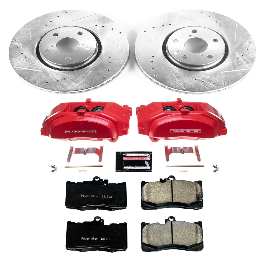 Power Stop Z23 KC7687 Daily Driver Front Brake Caliper Kit-Drilled/Slotted Brake Rotor, Brake Pads & Calipers