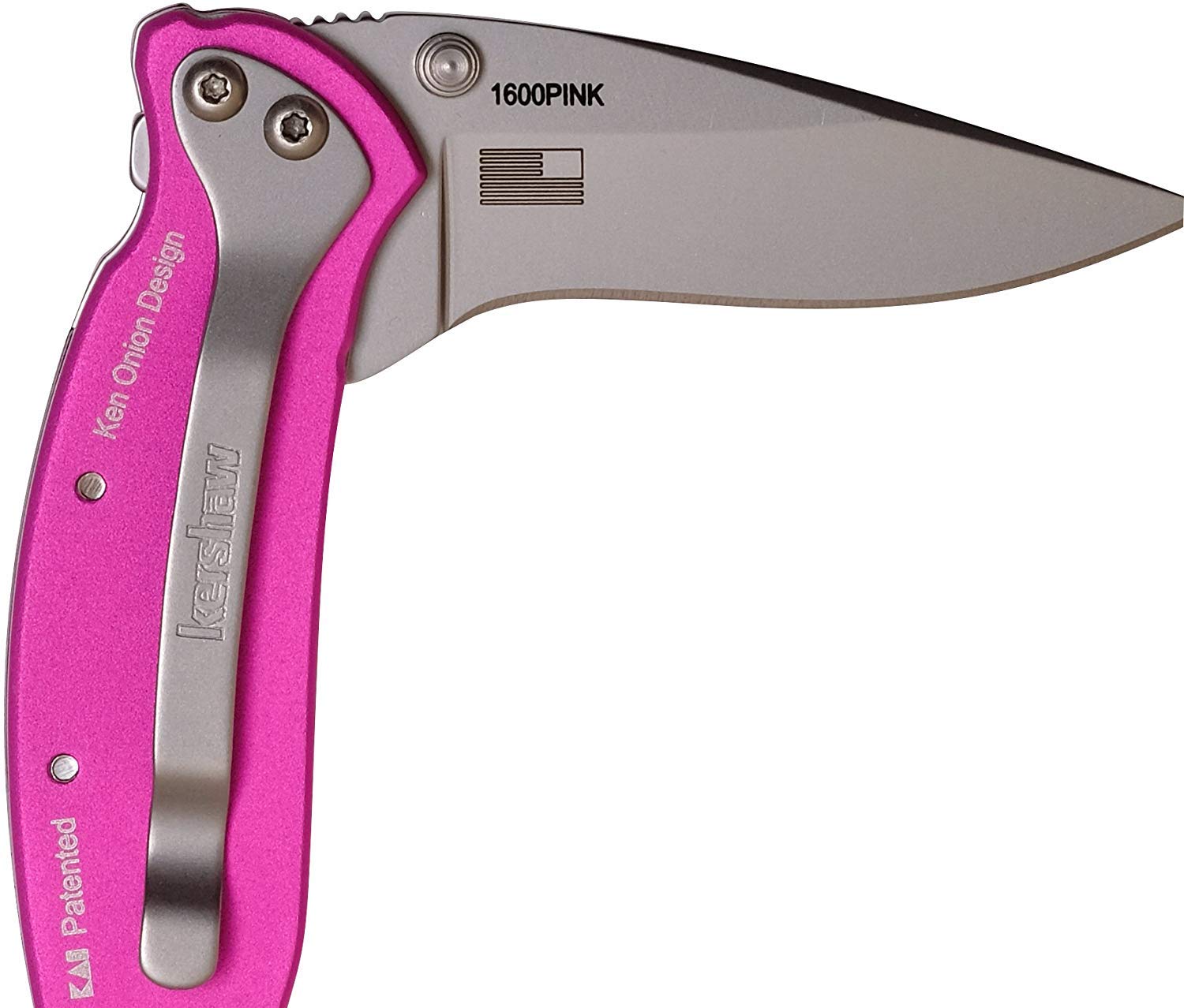 Kershaw Pink Chive Pocket Knife, 1.9" 420HC Steel Blade, 410 Stainless Steel Handle, Assisted Opening with Flipper, Small EDC