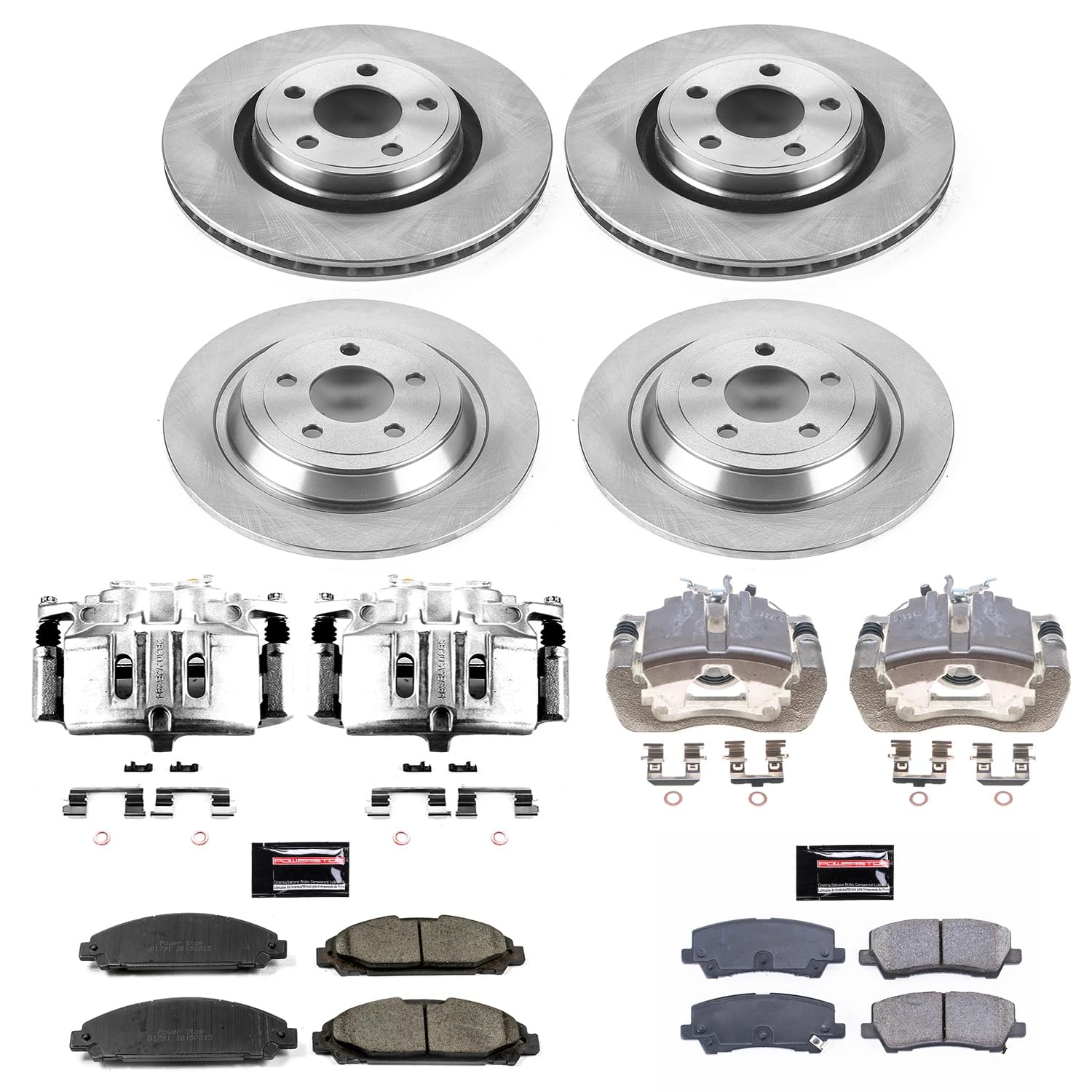 Power Stop KCOE6808 Replacement Autospecialty Front and Rear Caliper Kit- OE Brake Rotor, Brake Pads & Calipers For Ford Mustang 2015-2019 [Model Specific]