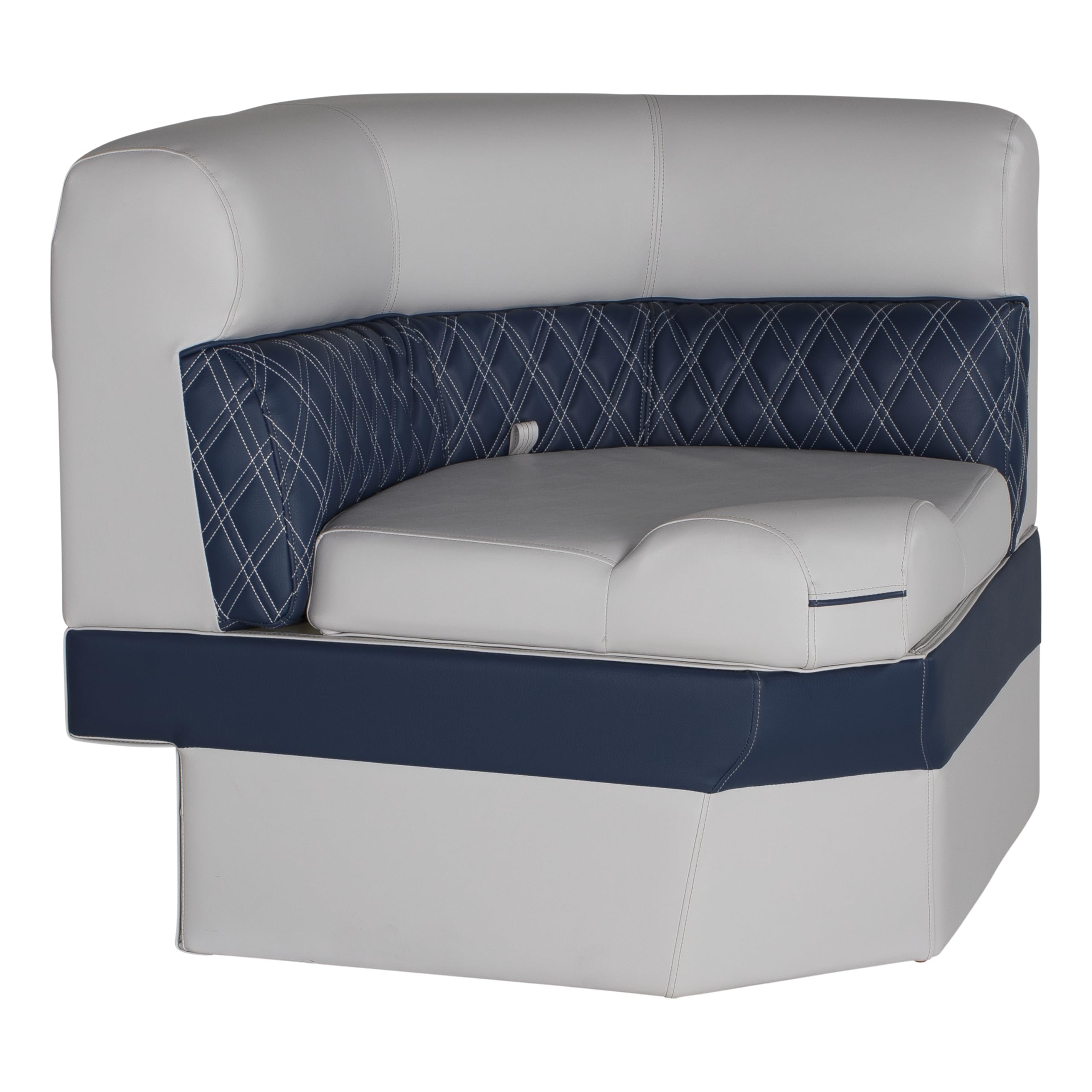30" Radius corner pontoon seat, Lippert Sunset Collection, Contoured Foam Cushioning, Durable Marine-Grade Vinyl, Built-In Dry Storage, Poly Frame, 44"L x 28"W x 30"H – 2024021297