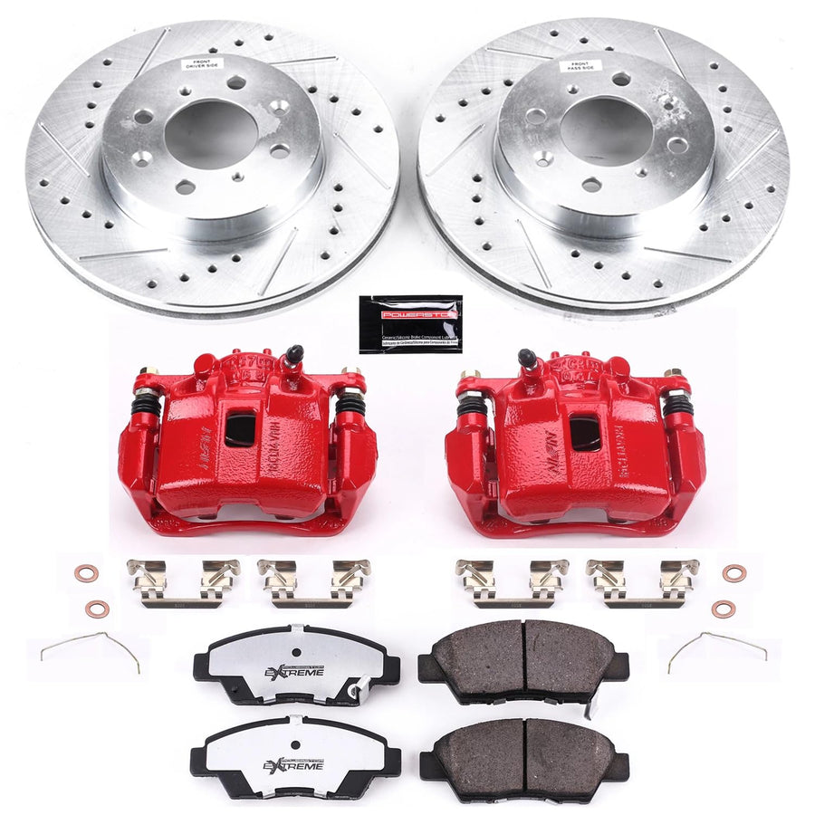 Power Stop Z26 KC5382-26 Front Street Warrior Brake Kit Honda For Honda Fit 2009-2014 [Model Specific]