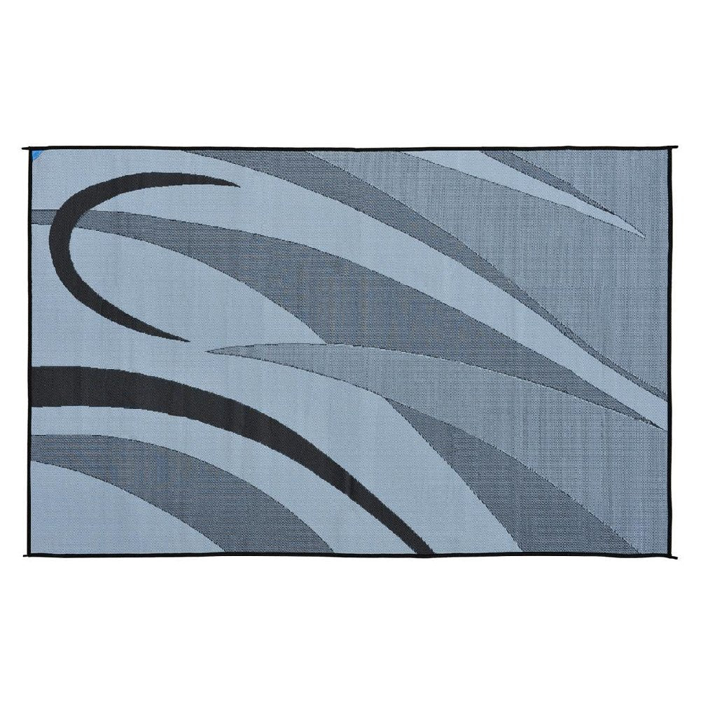 Camping Stylish GA1 Reversible Graphic Patio Mat-8' x 12', Black/Silver