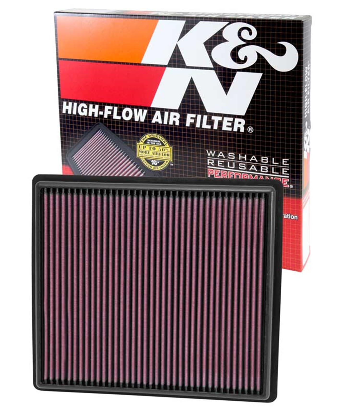 K&N Original High-Flow Lifetime Engine Air Filter: Increase Power: Premium, Washable: Compatible with 2013-2019 Buick/Chevrolet: Regal, Impala, Malibu, 33-2497