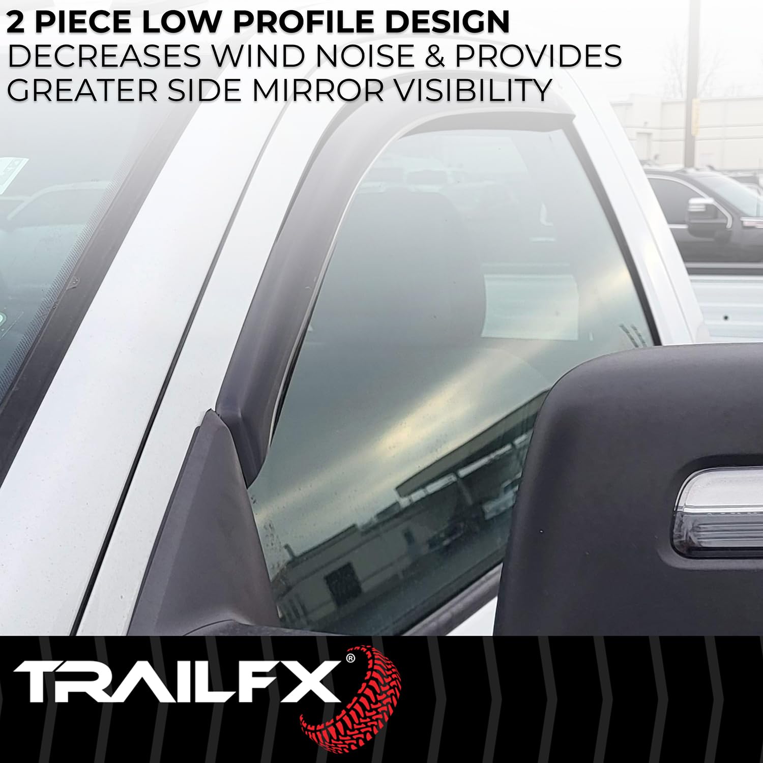TrailFX in-Channel Window Vents 2446IC Rainguards Fits Chevrolet Silverado 1500 2500 3500 2023-2025 Snap-in Installation Low Profile Acrylic 2-Piece Smoked Rainguards