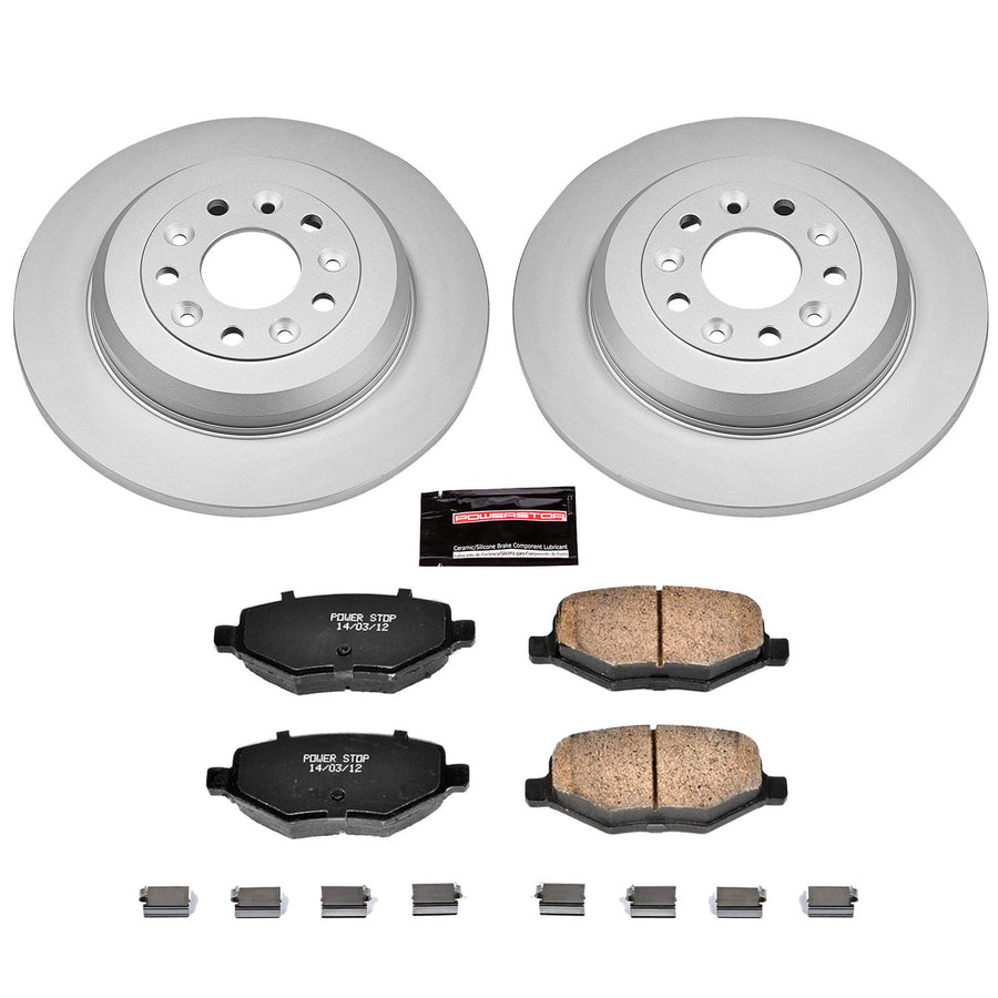 Power Stop CRK4744 Brake Rotor Coated & Ceramic Brake Pads- rear For Ford Edge, Ford Explorer, Ford Flex, Ford Taurus, Lincoln MKS, Lincoln MKX [Model Specific]