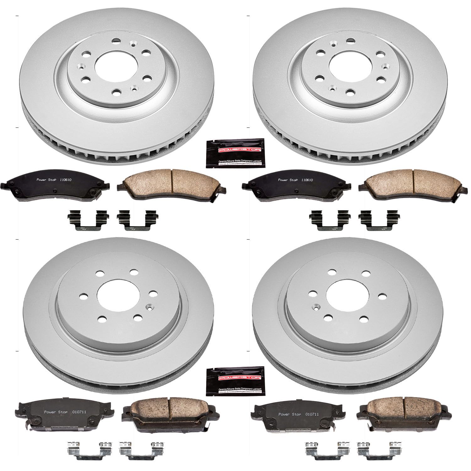 Power Stop CRK4014 Brake Rotor & Coated Ceramic Brake Pads- front & rear For Cadillac SRX 2004-2009 [Model Specific]