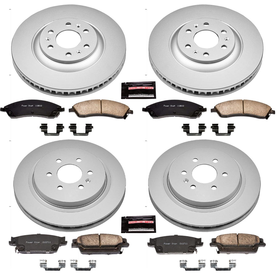 Power Stop CRK4014 Brake Rotor & Coated Ceramic Brake Pads- front & rear For Cadillac SRX 2004-2009 [Model Specific]
