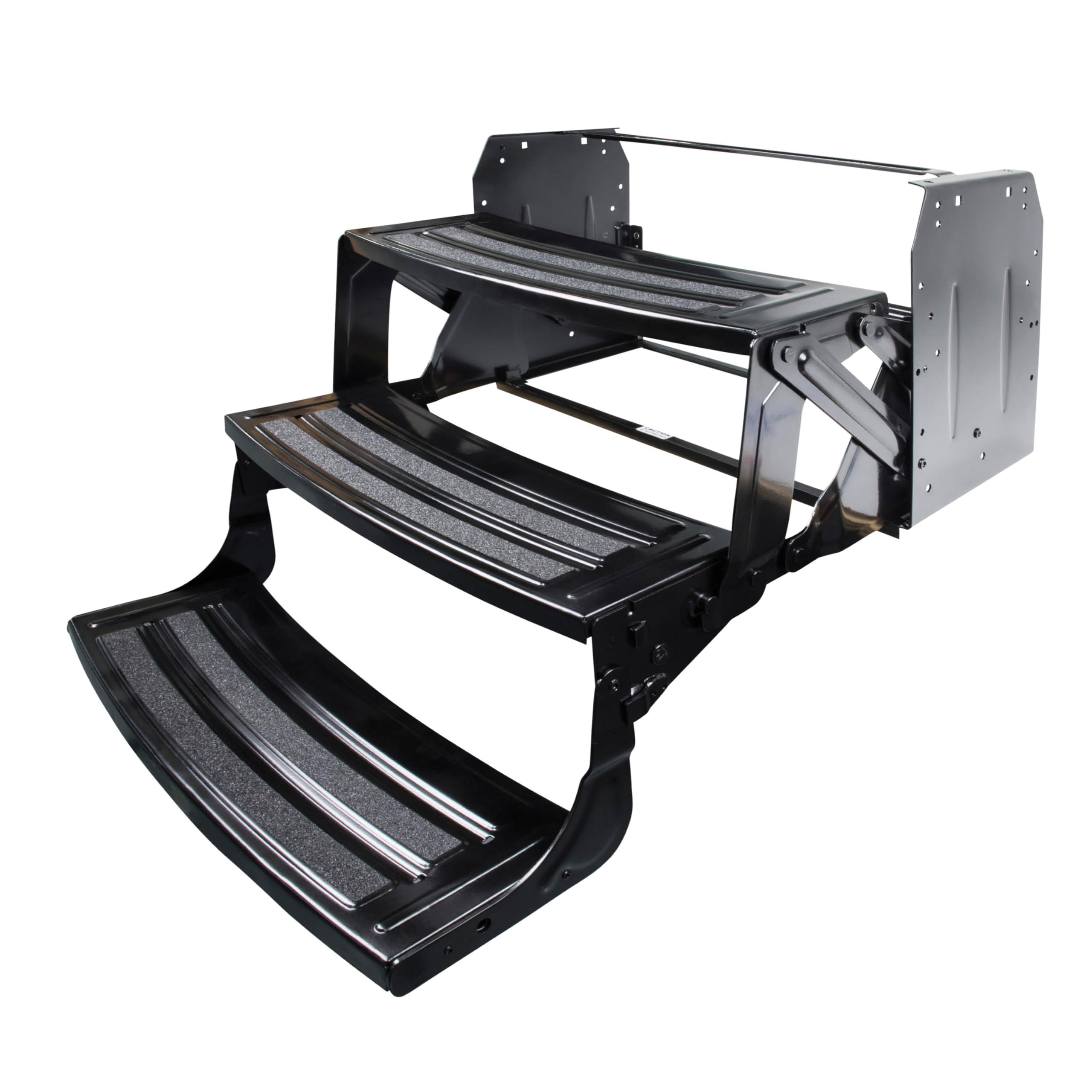 24" Radius Lippert Triple Manual RV Steps, 9" Rise for 5th Wheel RVs, Travel Trailers and Motorhomes, Anti-Slip Stepping Surface - 1774401