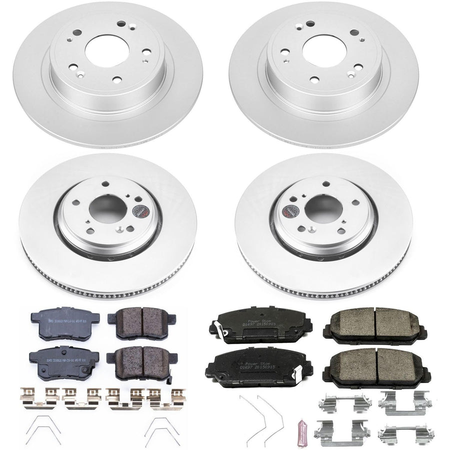 Power Stop CRK7348 Coated Brake Kit Front & Rear Rotor - Coated Brake Rotors and Z17 Ceramic Brake Pads For Honda Accord 2016-2017 [Model Specific]