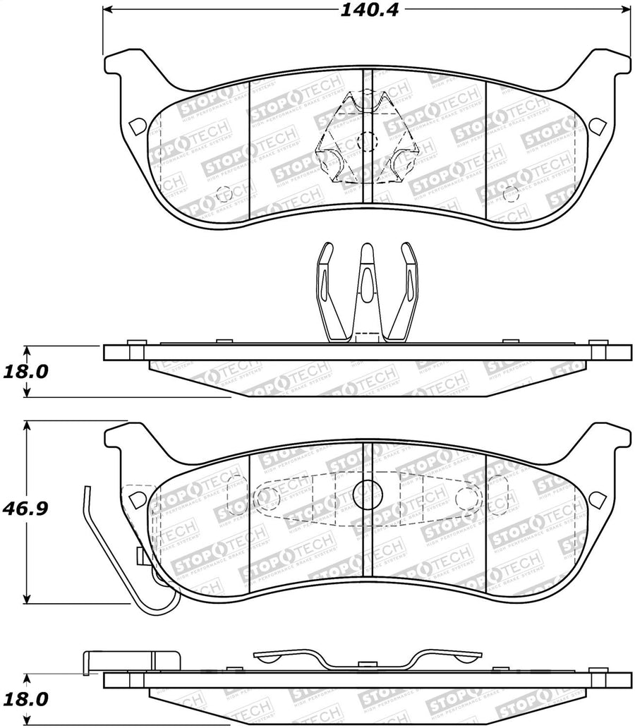 Rear StopTech 308.09980 Brake Pads with Shims and Hardware