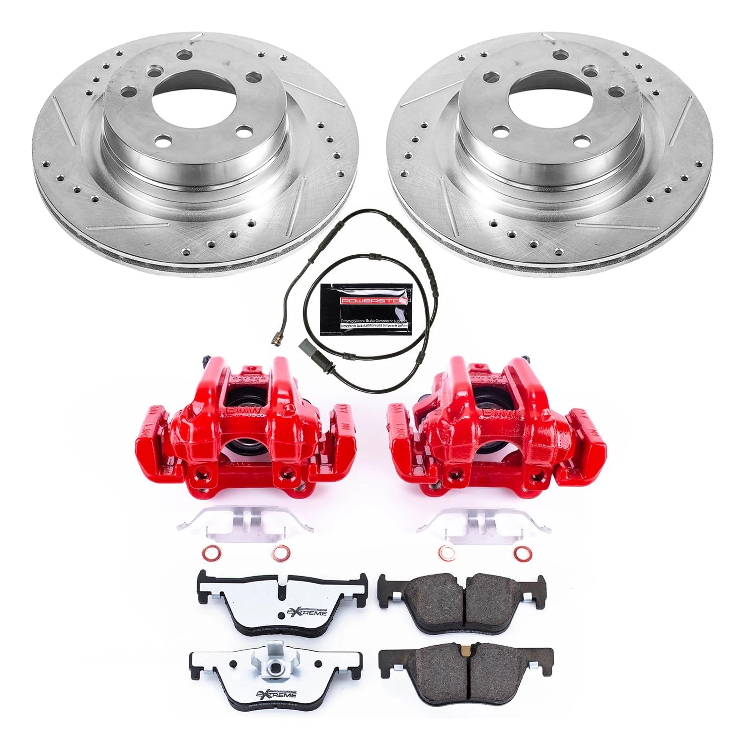 Power Stop Z26 Street Warrior Rear Brake Kit-Kit Brake Rotors, Brake Pads & Calipers For BMW 228i, 228i xDrive, 230i, 230i xDrive, 320i, 328d, 328i, 428i, 428i xD [Model Specific]