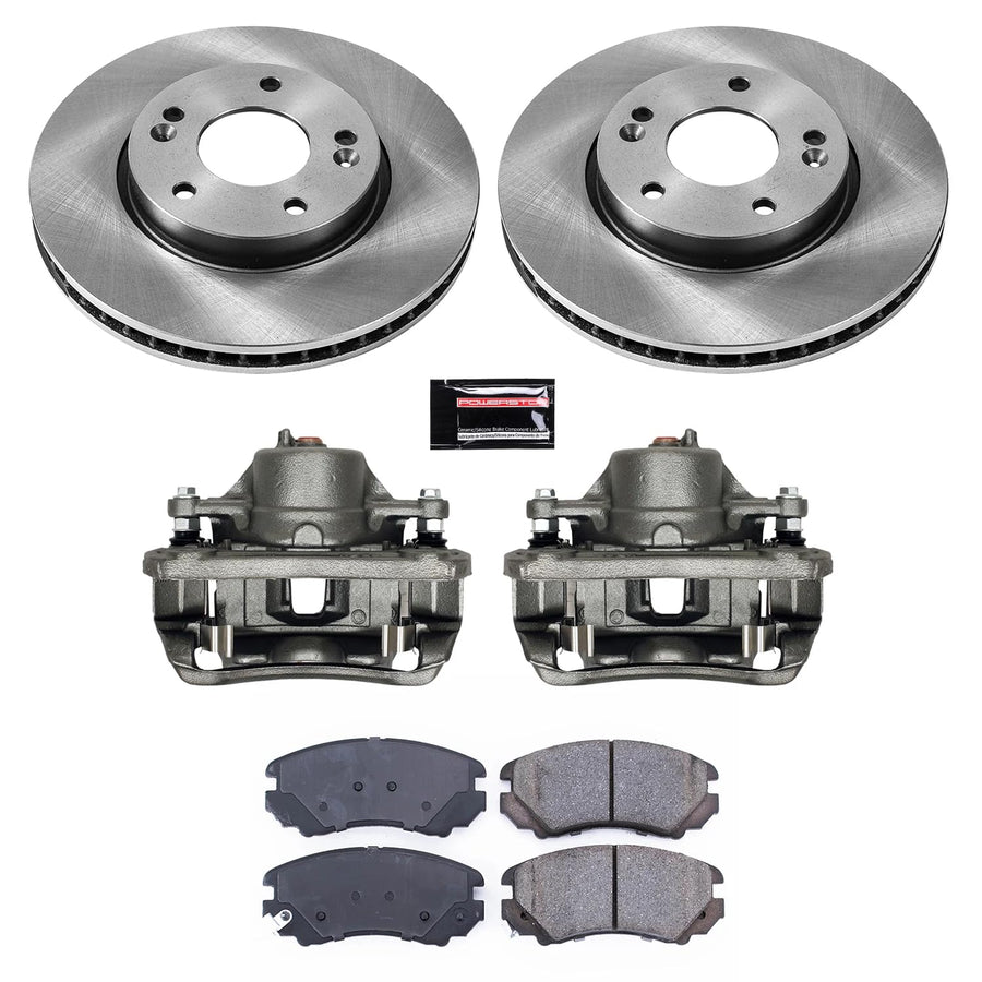 Power Stop KCOE5913 Replacement Autospeciality Front Caliper Kit- OE Rotors, Ceramic Brake Pads, Calipers For Kia Soul 2010-2011 [Model Specific]