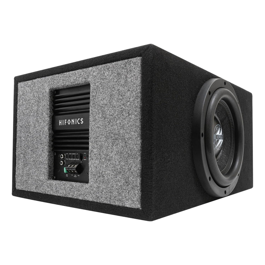 HEW10D4-500P HIFONICS 10-Inch Elite Series Powered Subwoofer System Amp Bulit Class D Amplifier 500 Watts Peak Dual 4-Ohm Voice Coils