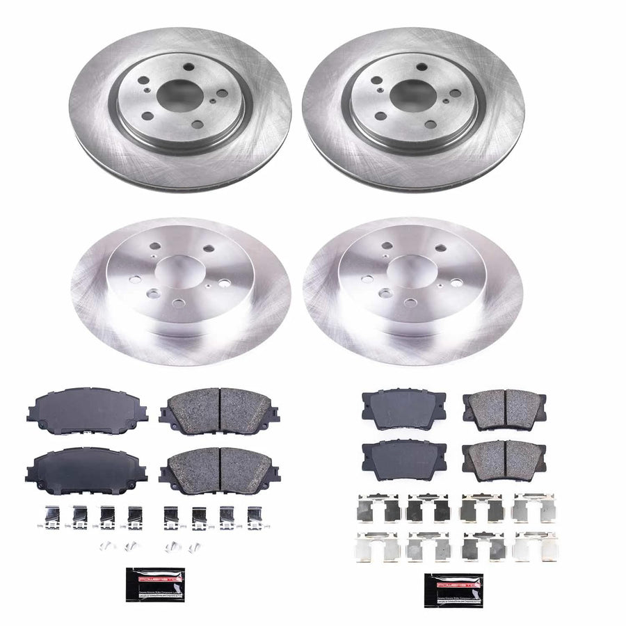 Power Stop KOE7931 Front and Rear Replacement Brake Kit-OE Brake Rotors & Ceramic Brake Pads For 2018 2019 2020 Toyota Camry L, LE, SE | 2021 2022 Camry SE SE Nightshade LE