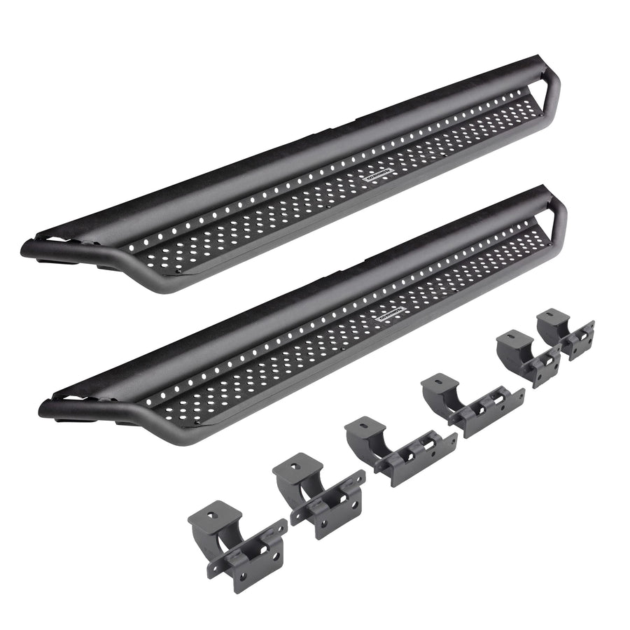 Dominator Xtreme Go Rhino D1 Sidestep & Brackets | Mild Steel, Textured Black | D14436T | Fits 2022-2024 Toyota Tundra Crew Max Pickup