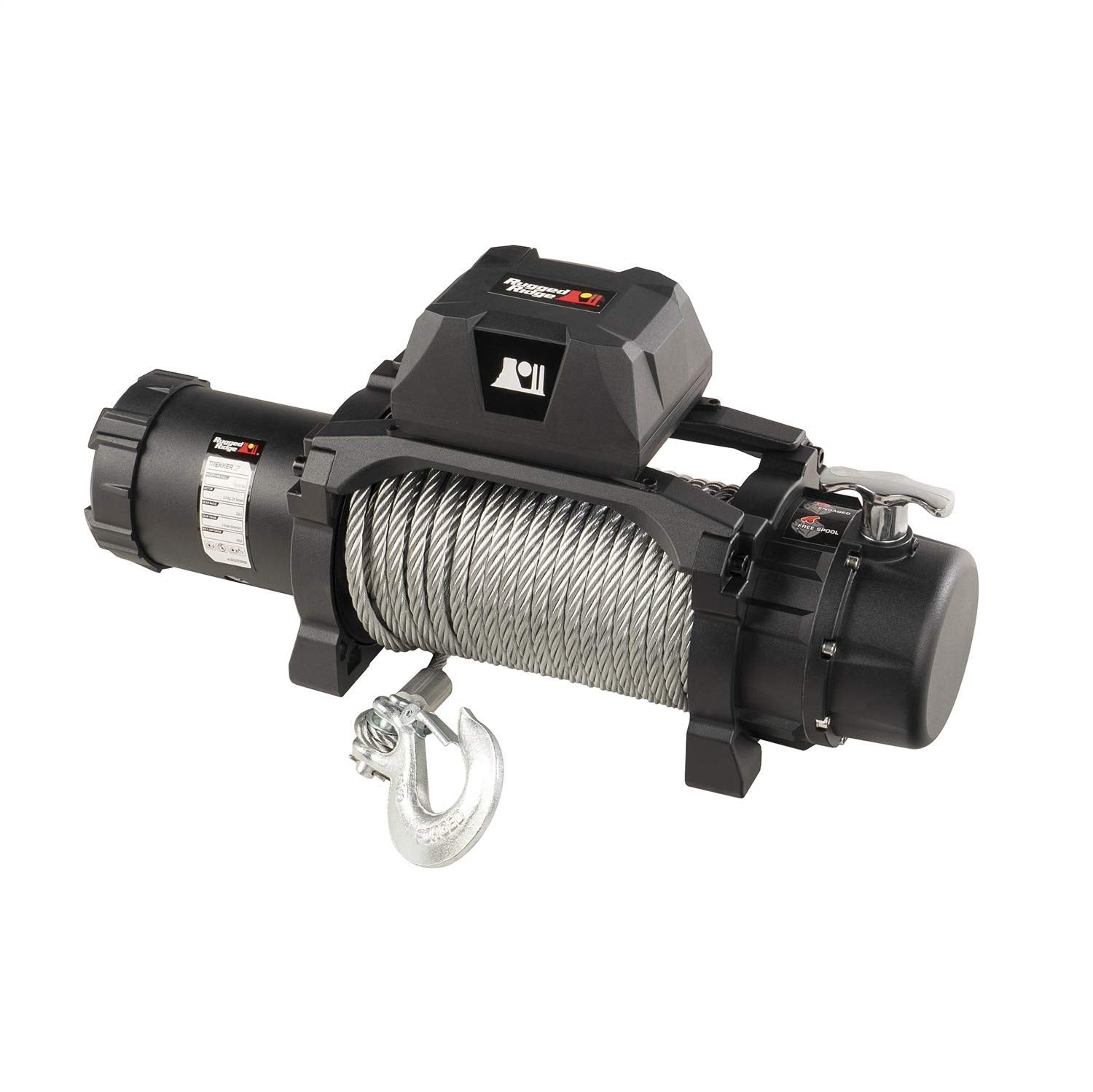 Trekker Winch, Rugged Ridge, 12,500 LBS, Cable, IP68 Waterproof, Wired Remote | 15100.24