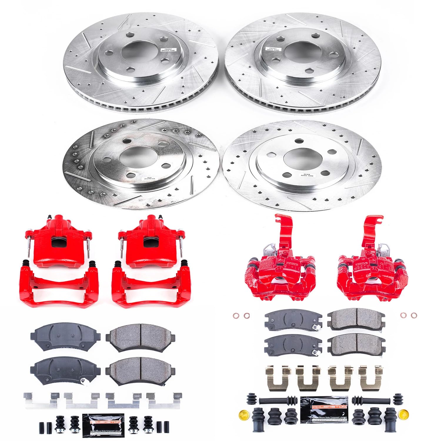 Power Stop Z23 KC1545 Evolution Sport Brake Upgrade Kit with Powder Coated Calipers- Front & Rear For Buick Park Avenue 2003-2005, Cadillac DeVille 2000-2005 [Model Specific]