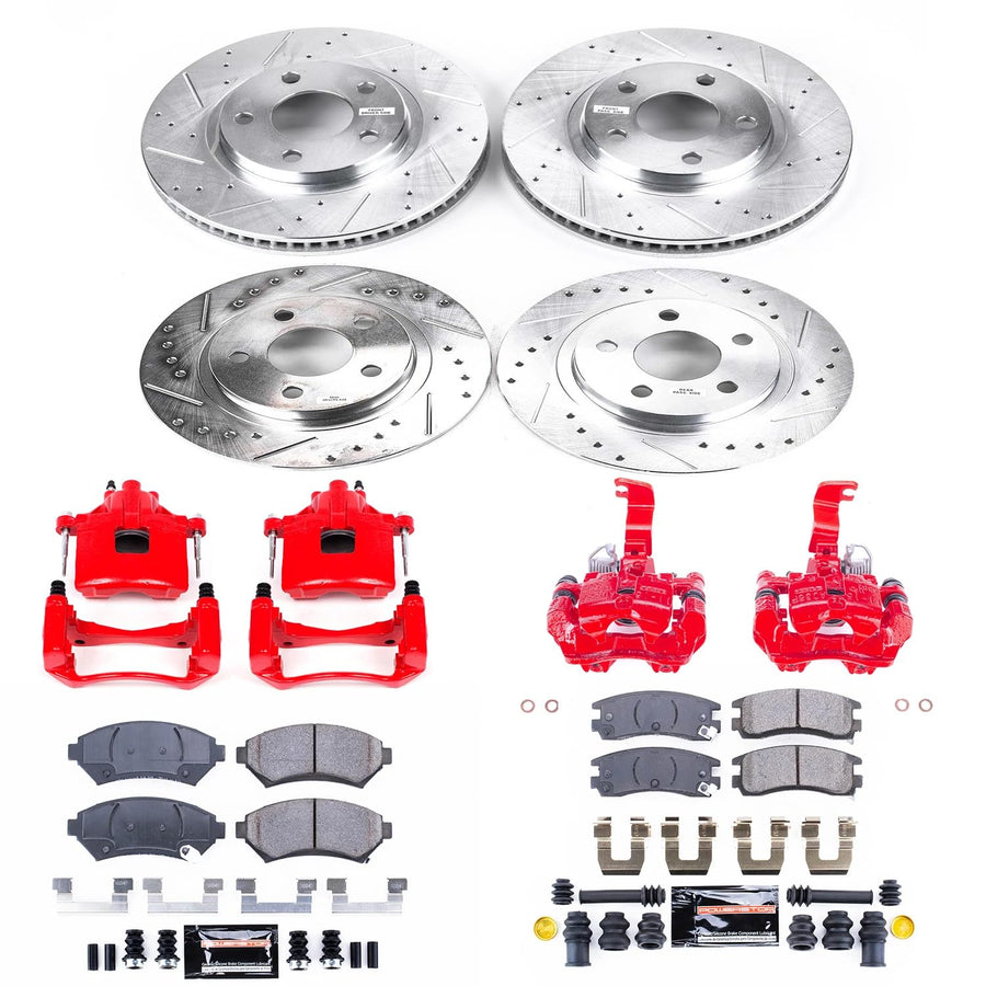 Power Stop Z23 KC1545 Evolution Sport Brake Upgrade Kit with Powder Coated Calipers- Front & Rear For Buick Park Avenue 2003-2005, Cadillac DeVille 2000-2005 [Model Specific]