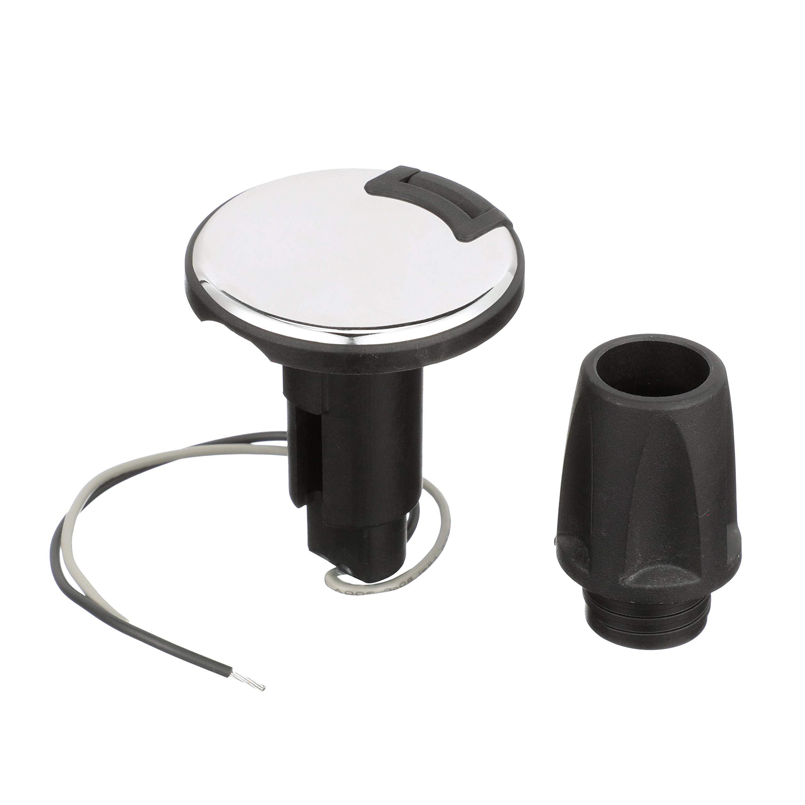 910R2PSB-7 Attwood LightArmor™ Round Plug-in Light Base 910R Series — for All-Around Pole Light, 2-Pin, Black Stainless Cover