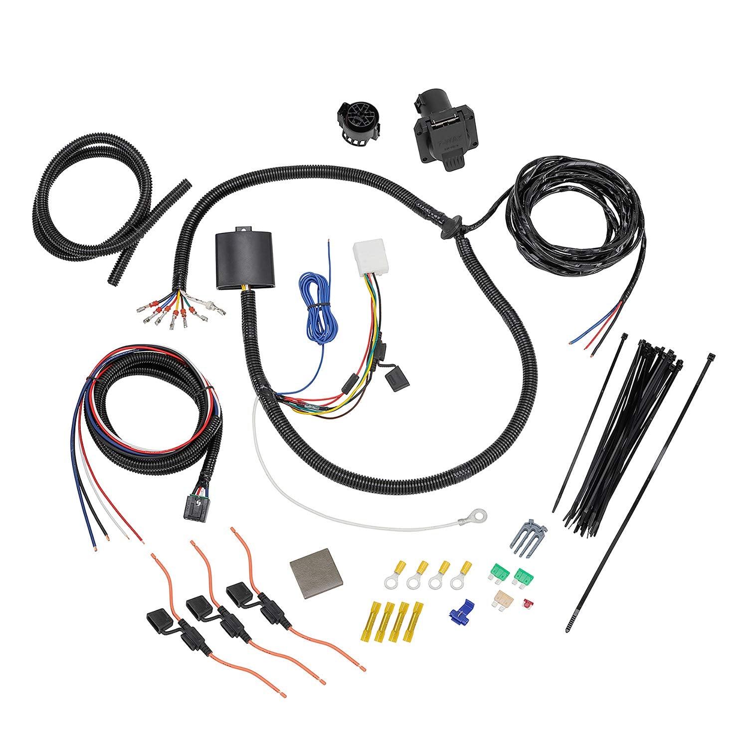 Tekonsha 22119 Custom Tow Harness, 7-Way (Tail Lights, Left/Right turn, Brake, Reverse, Electric Brakes and 12 Volt +) Complete Kit, Compatible with 2014-2019 Toyota Highlander