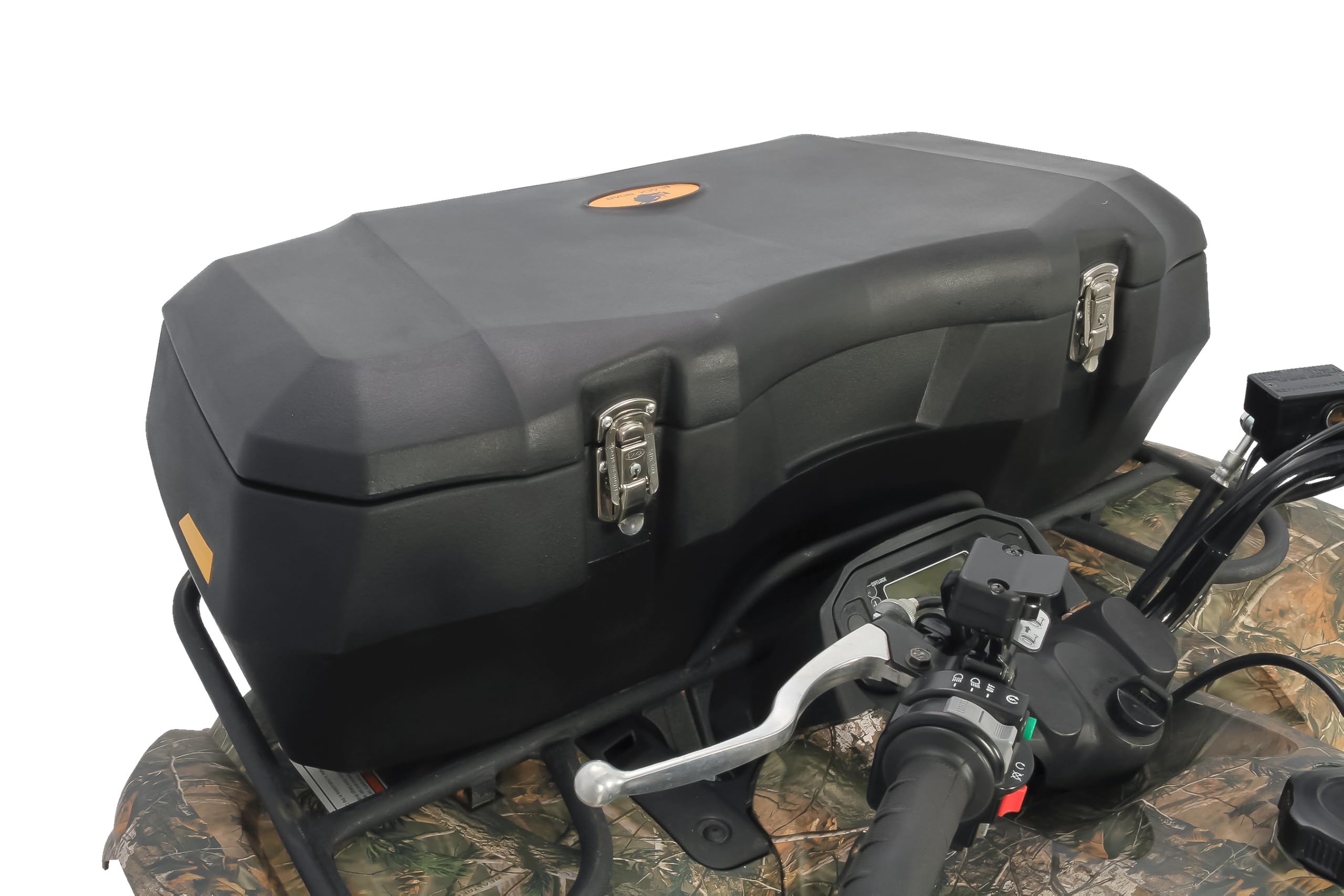 ATV Front Storage Box Black Boar - Features Durable Polyethylene Design w/Stainless Steel Lockable Latches - includes Mounting Hardware - Easily Attaches to Front Tubular Racks (66011)