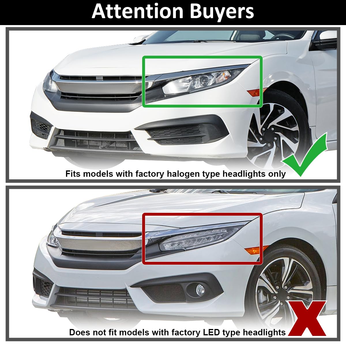 Black Smoke SPEC-D TUNING Full LED Projector Headlights w/Switchback and Sequential Turn Signals Compatible with 2016-2021 Honda Civic with Factory Halogen Headlight Models