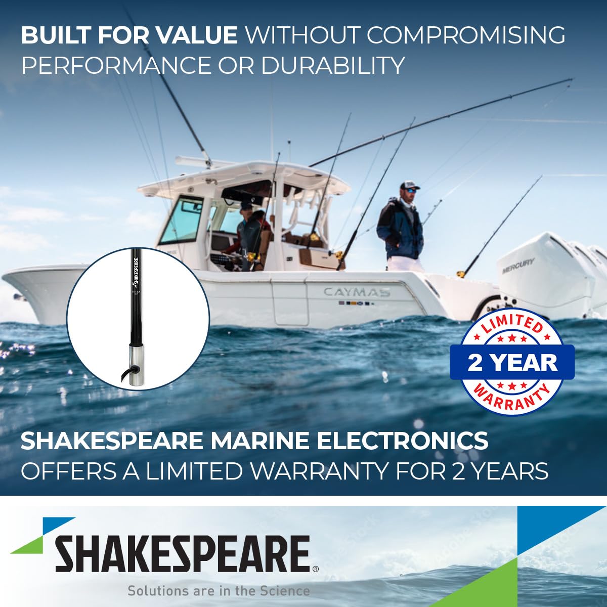 Shakespeare 5101 VHF 8' Black Antenna Classic w/15' RG-58 Cable