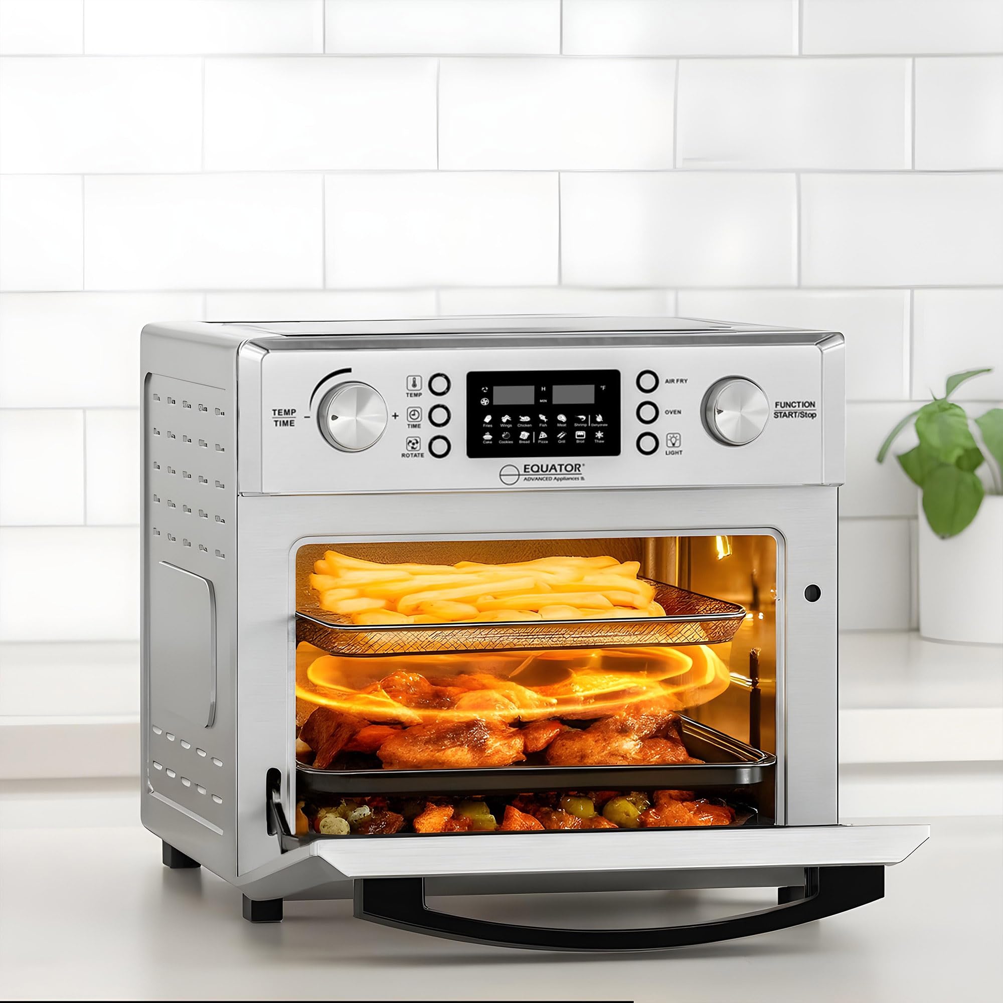 Equator 5-in-1 Countertop Air Fryer Oven + Convection + Pizza + Grill + Dehydrator Stainless Steel | 0.93 cu.ft | 110V | 360° Air Circulation System