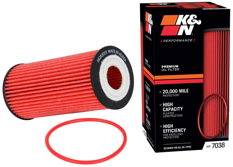 K&N Oil Filter Premium: 20,000 Mile Engine Protection, High Capacity/High Efficiency: Compatible with 2009-2023 AUDI/Porsche/Volkswagen (See Product Description for Select Models) HP-7038