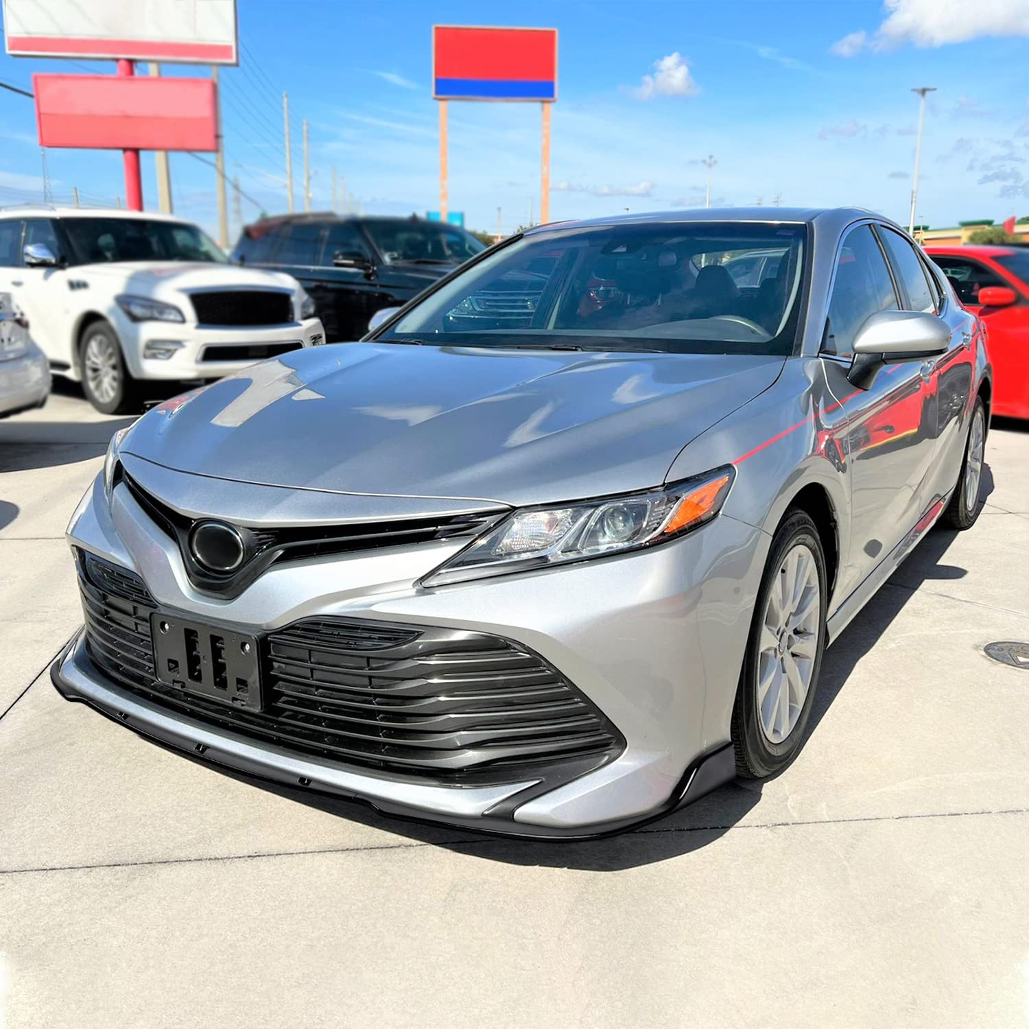Glossy Black Spec-D Tuning Front Bumper Lip Spoiler Splitter 3PC Compatible with 2018-2020 Toyota Camry