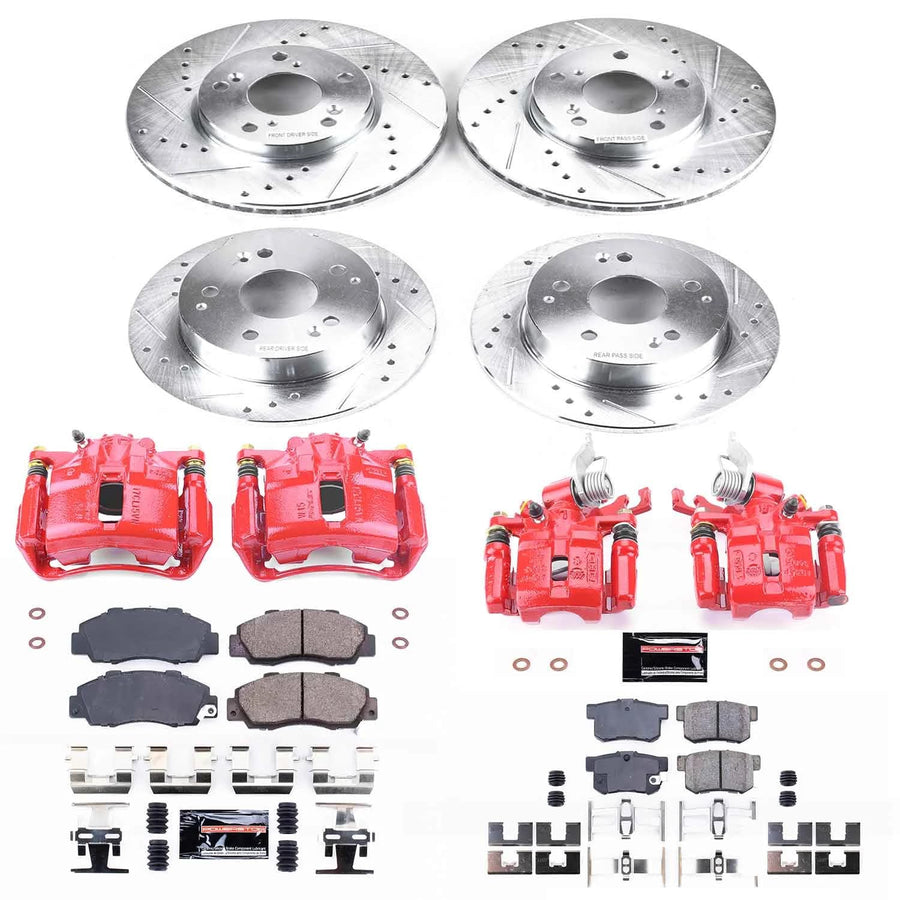 Power Stop Z23 KC1042 Evolution Front and Rear Brake Caliper Kit- Brake Rotors, Brake Pads, Brake Calipers For Honda Accord 1998-2002 [Model Specific]