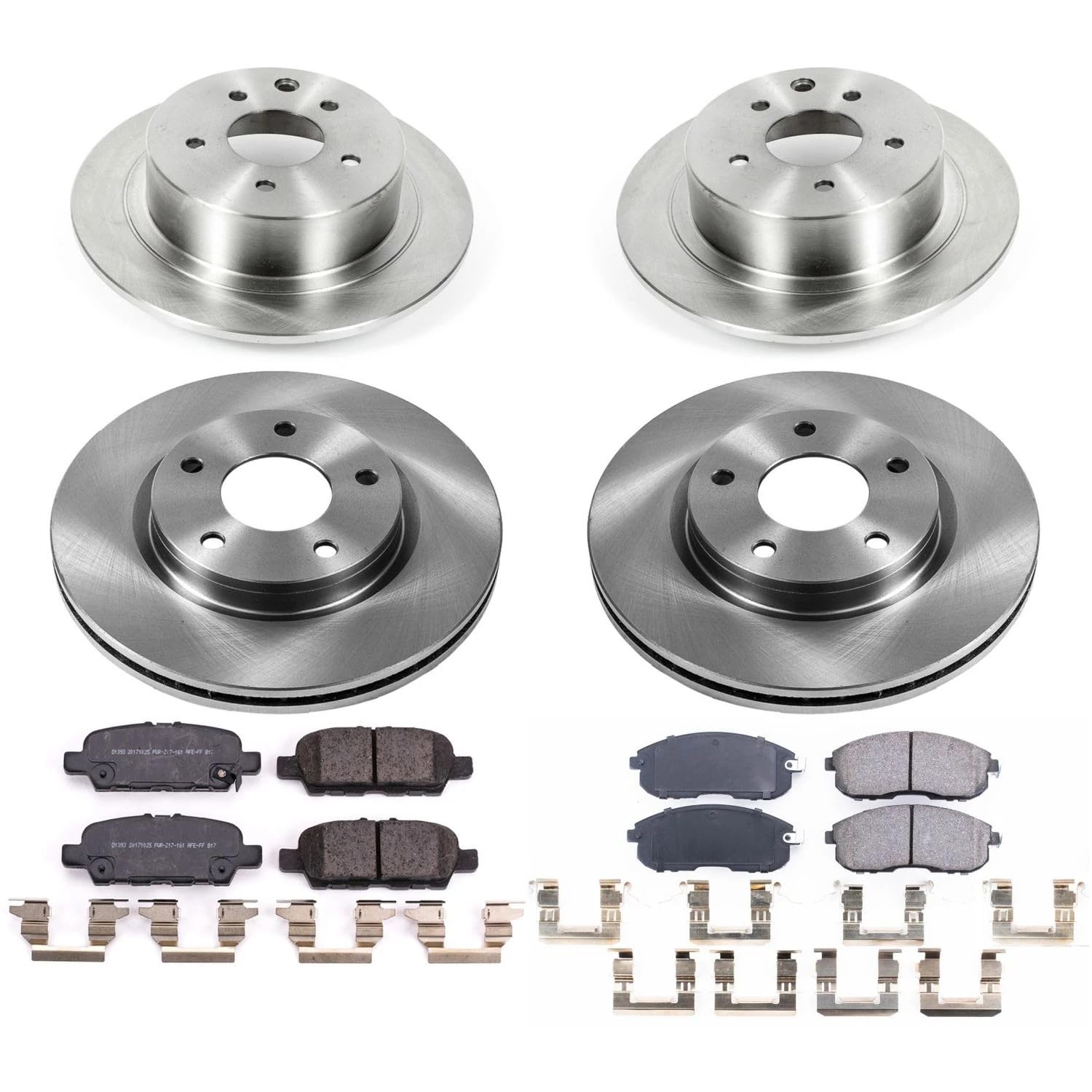 Power Stop Autospecialty KOE8359 Front and Rear Replacement Brake Kit-OE Brake Rotors & Ceramic Brake Pads For Nissan Sentra 2019 [Model Specific]