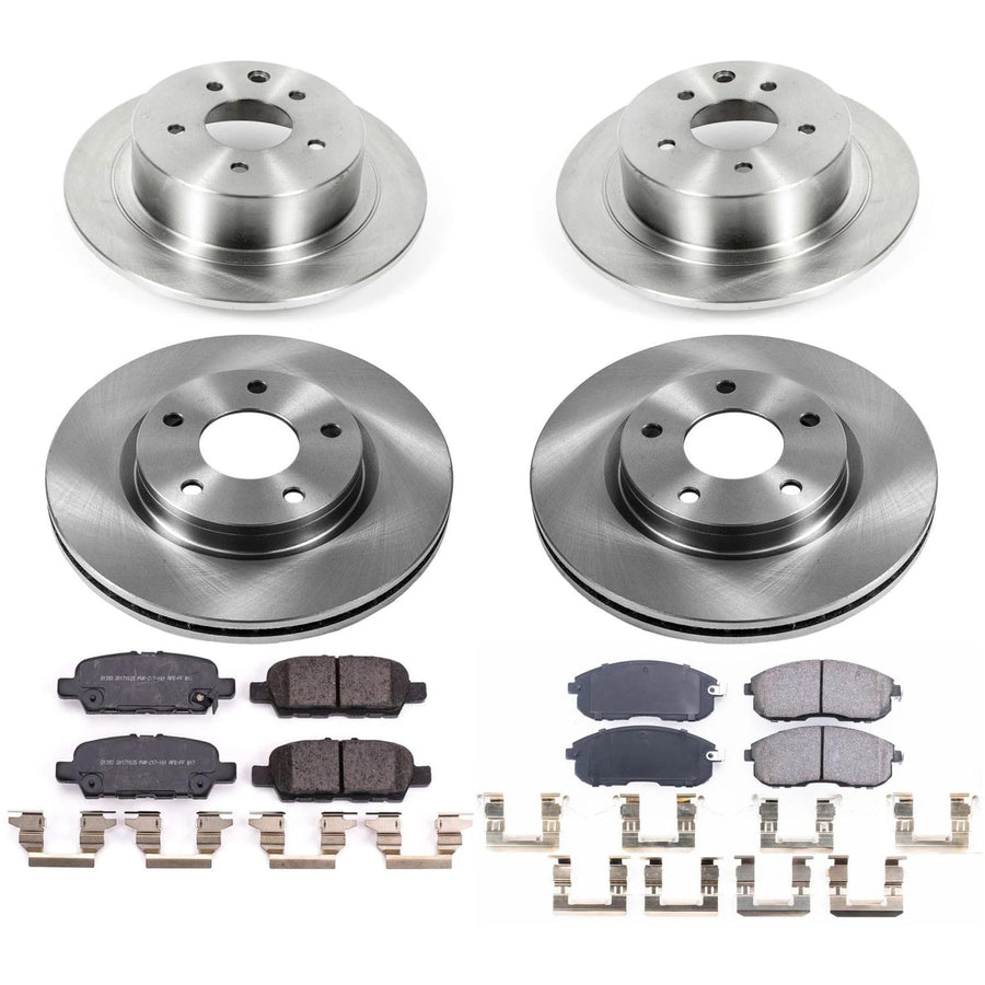 Power Stop Autospecialty KOE8359 Front and Rear Replacement Brake Kit-OE Brake Rotors & Ceramic Brake Pads For Nissan Sentra 2019 [Model Specific]