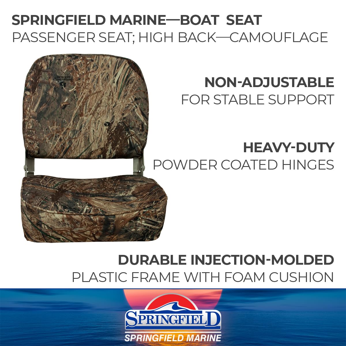 Low Back Springfield Marine 1040627 Folding Seat - Mossy Oak Duck Blind