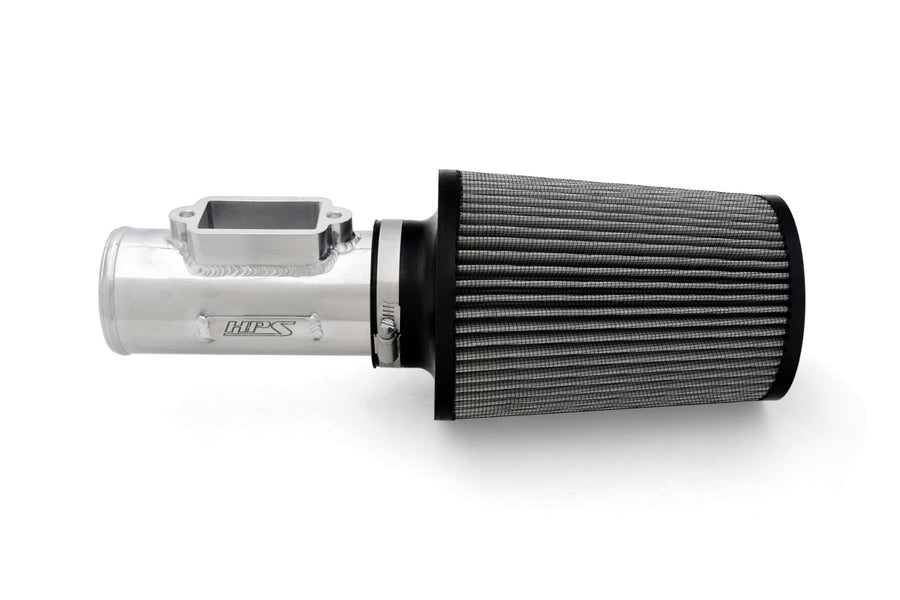 HPS 3" Polished Aluminum MAF Sensor Housing with HPS-4297 Cone Air Filter Compatible for Lexus Toyota 2JZ 1MZ 1UZ Engine, MAFT-1603