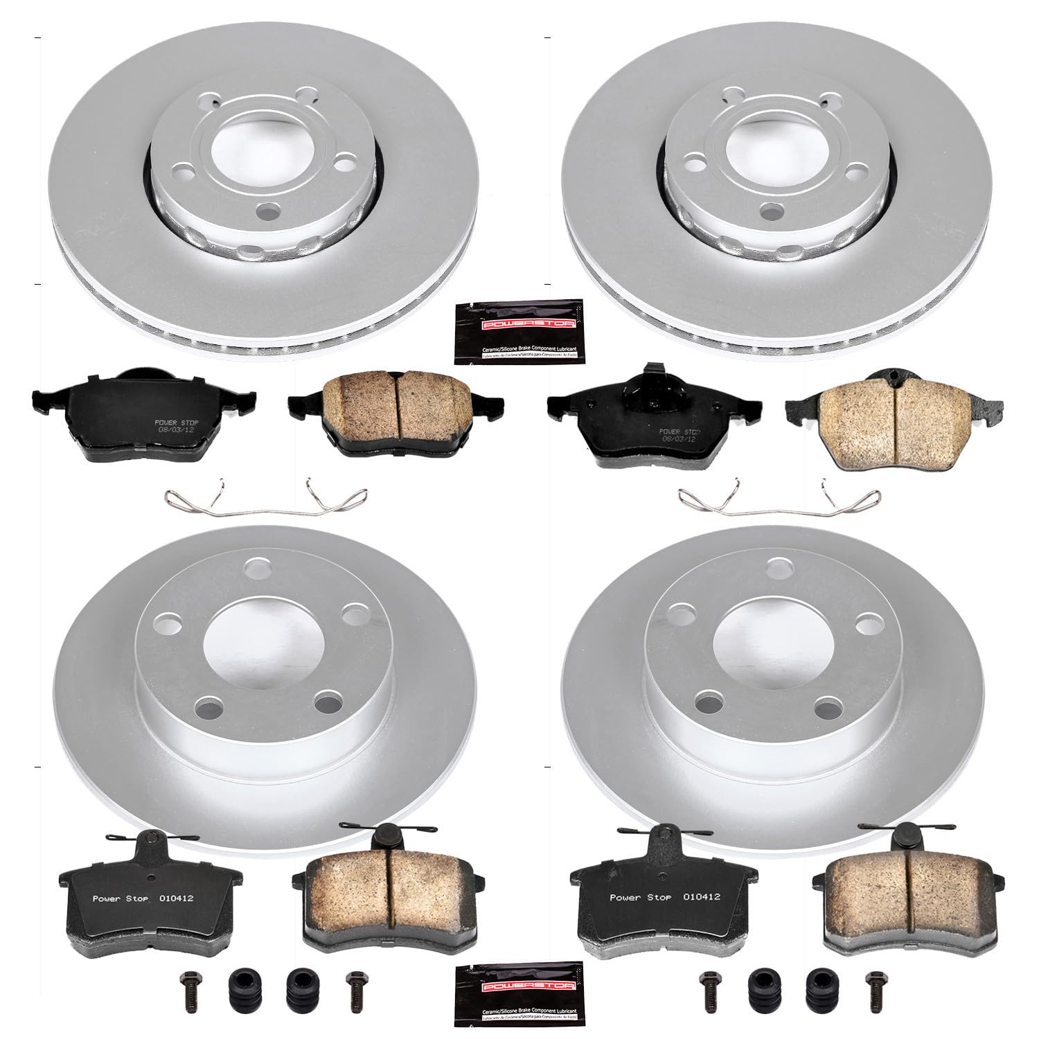 Power Stop Z23 Evolution Geomet Coated Brake Kit Front and Rear For Audi A4 Quattro 1996-1998 [Model Specific]
